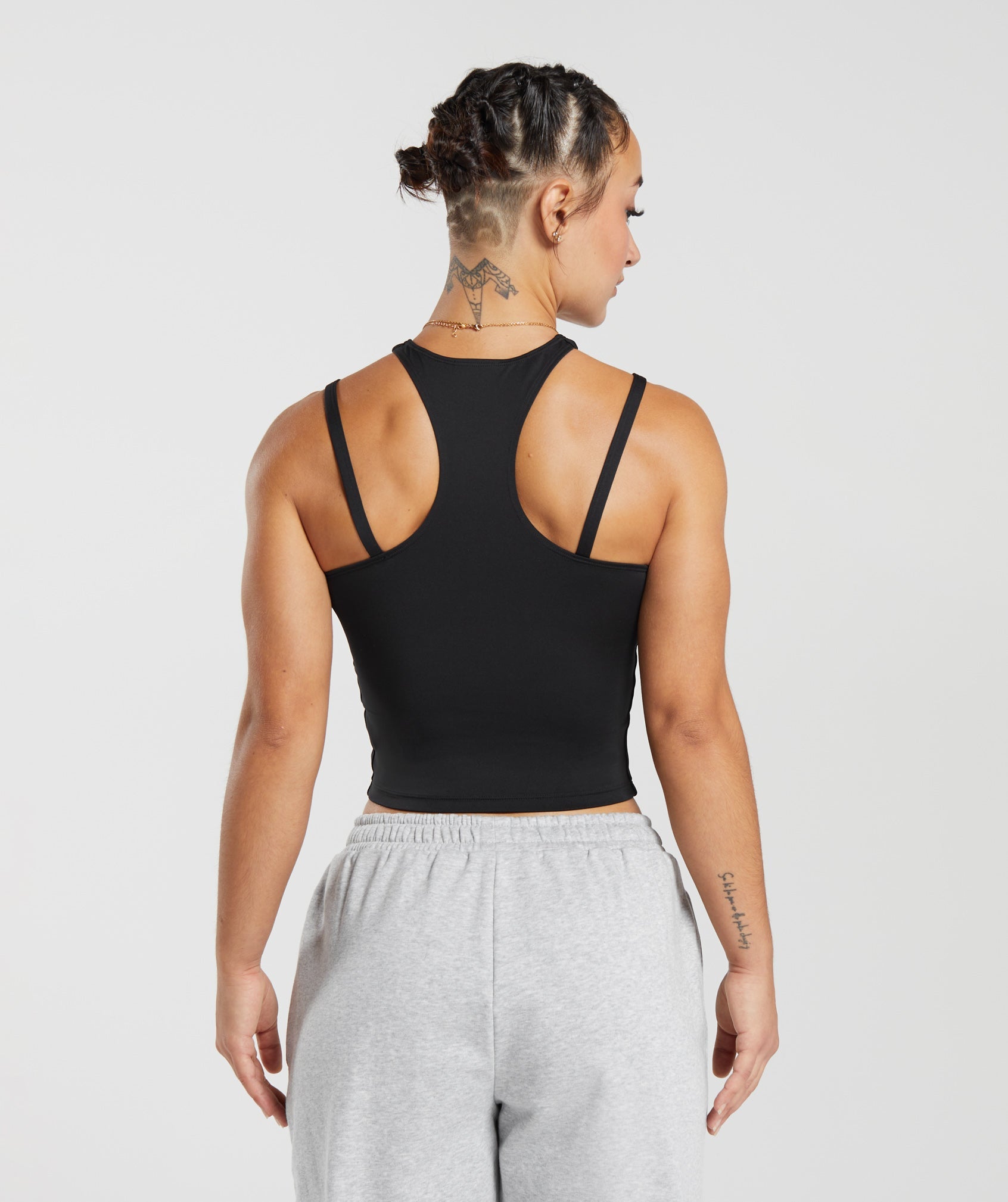 Gymshark Women's Body Fit Cotton Ribbed Midi Tank Top CL5 Onyx