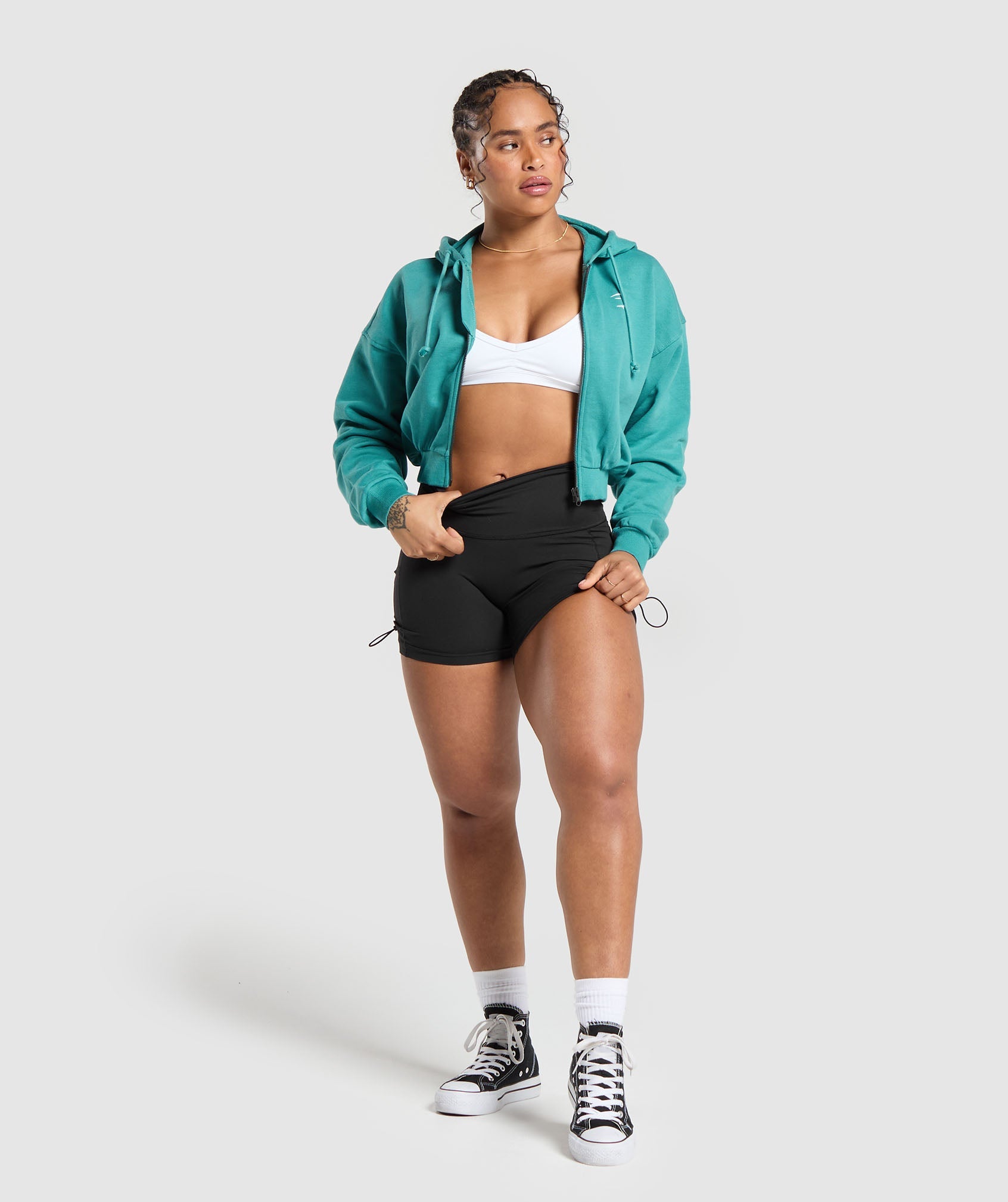 Power Midi Zip Hoodie in Bondi Teal - view 4