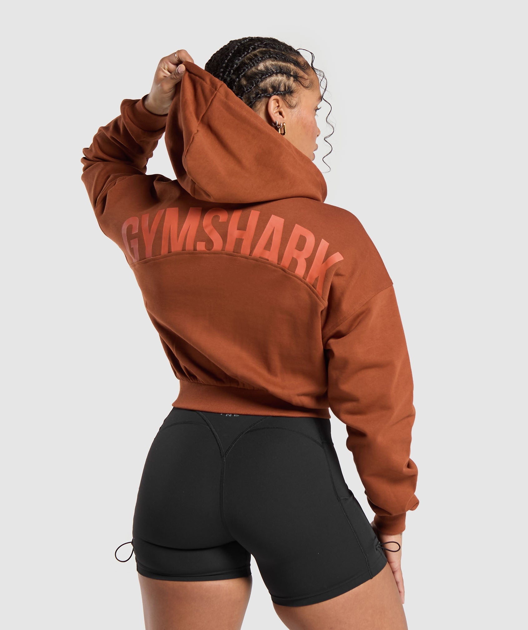 Power Midi Zip Hoodie in Copper Brown - view 6