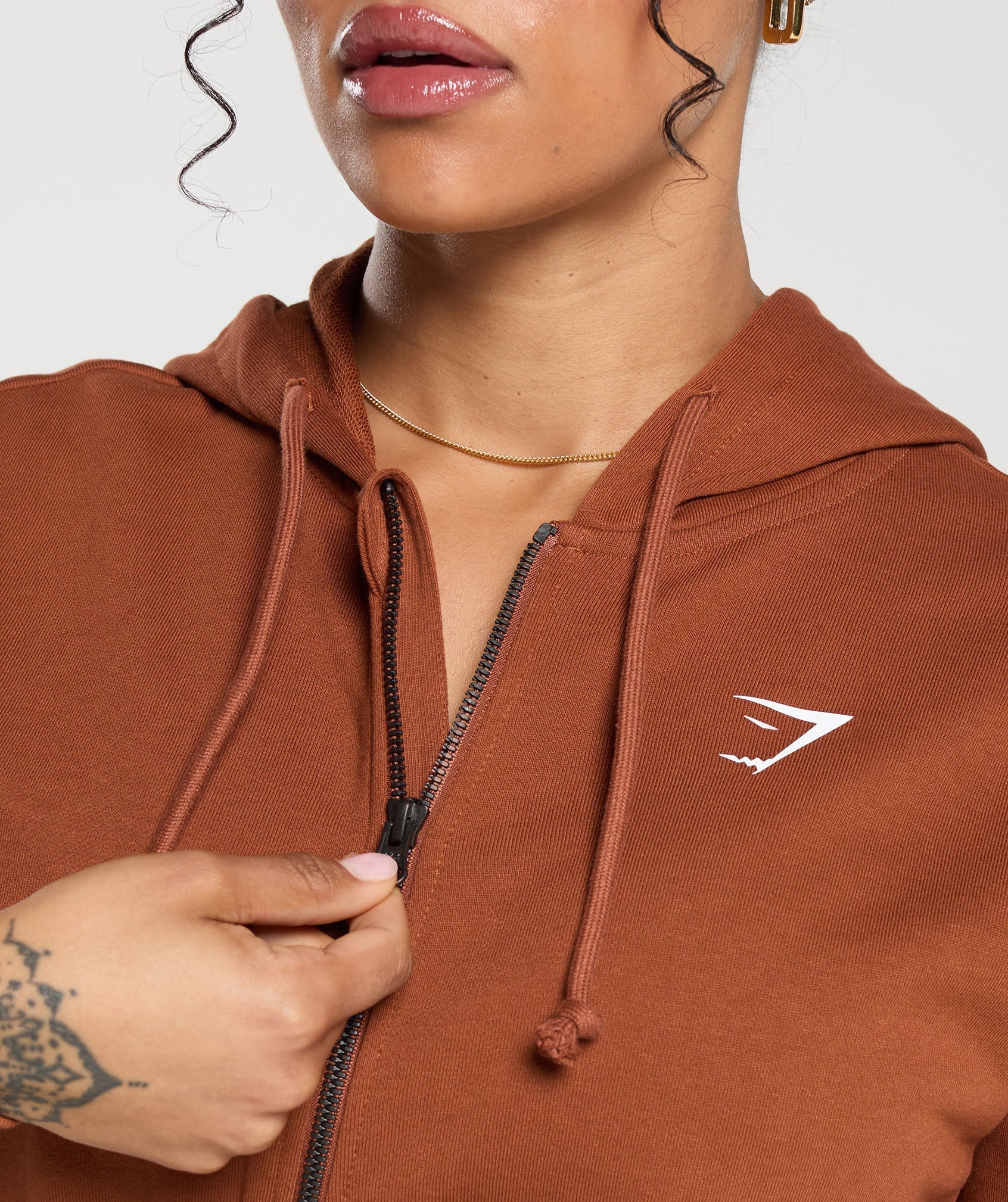 Power Midi Zip Hoodie in Copper Brown - view 5