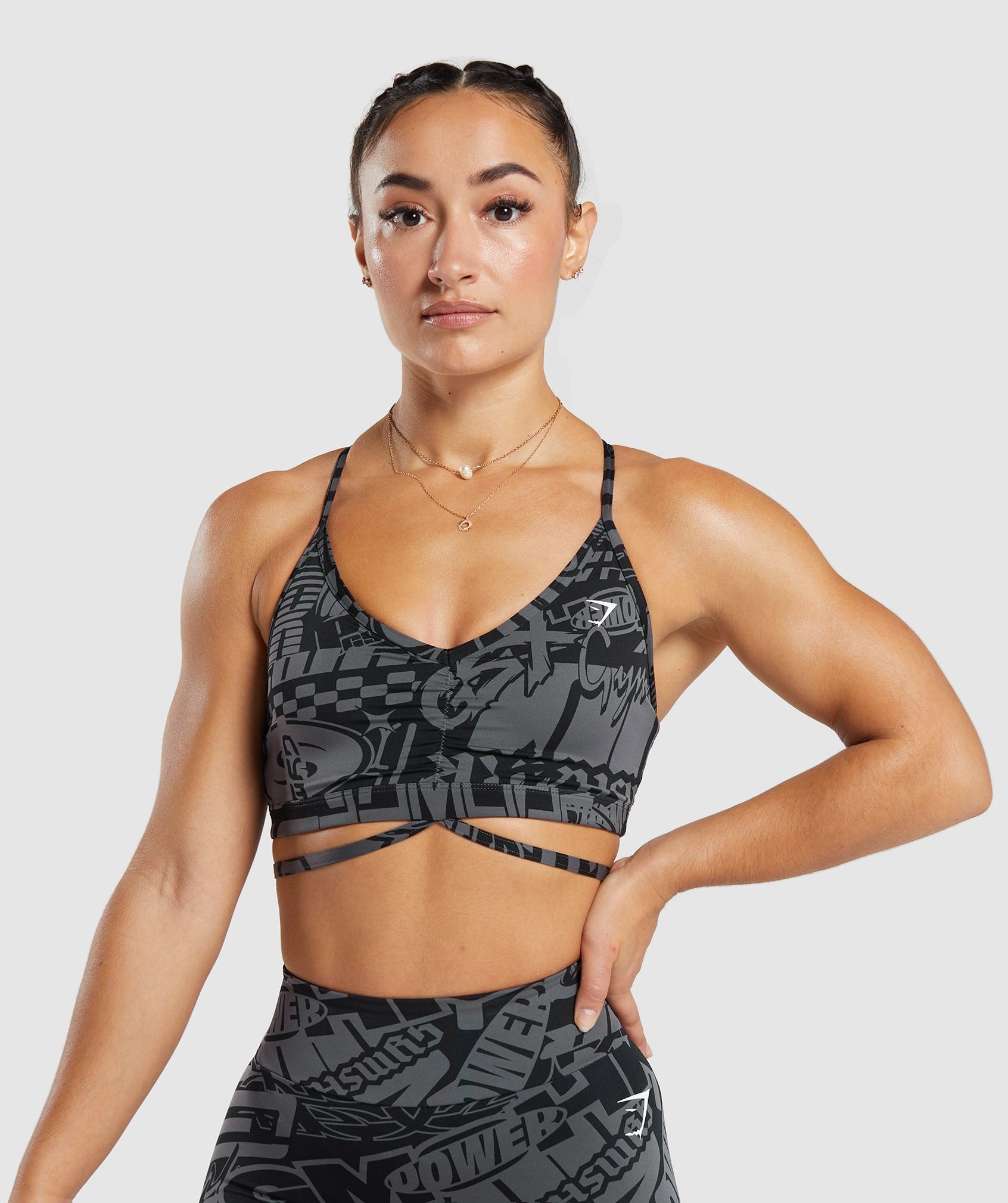 GS Power Strappy Sports Bra in Dark Grey is out of stock