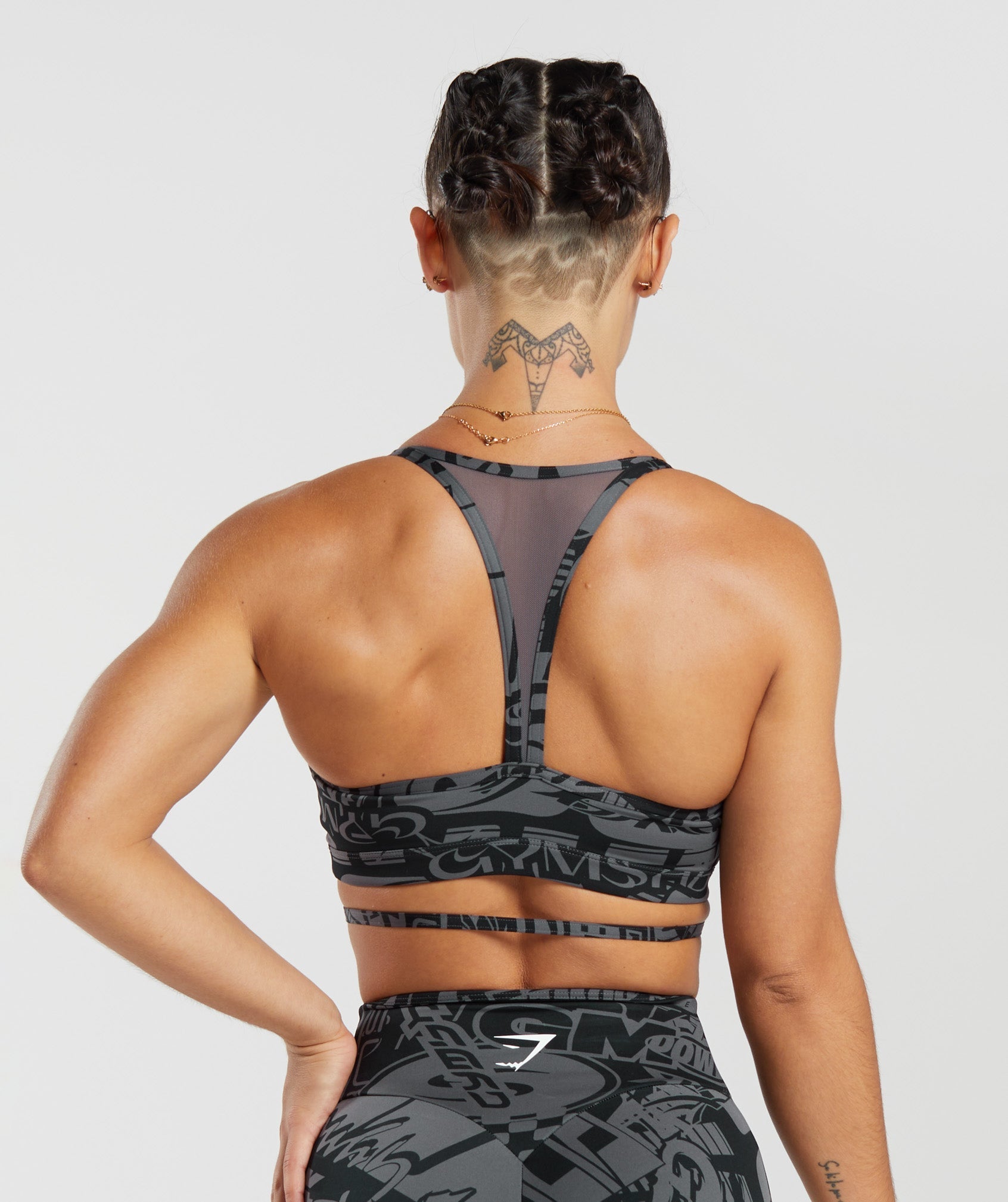 Stylish Grey Strappy Sports Bra