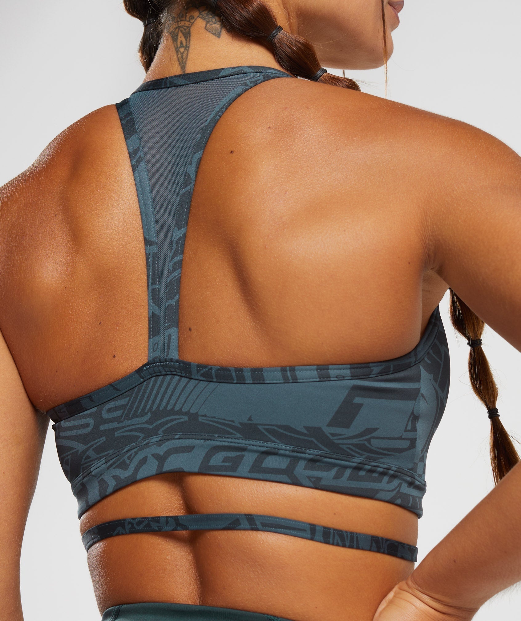 GS Power Strappy Sports Bra in Smokey Teal - view 5