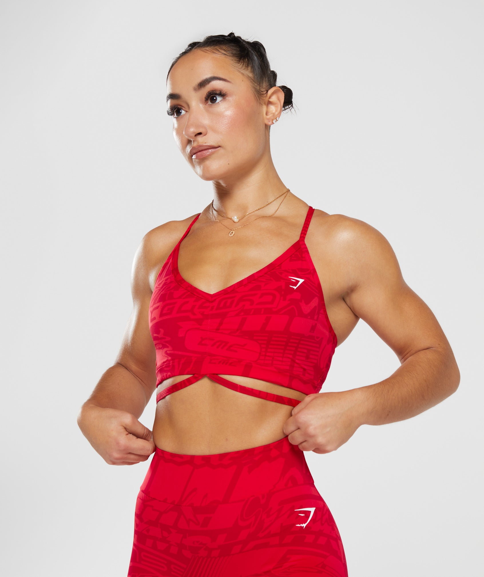 GS Power Strappy Sports Bra in Zesty Red - view 7