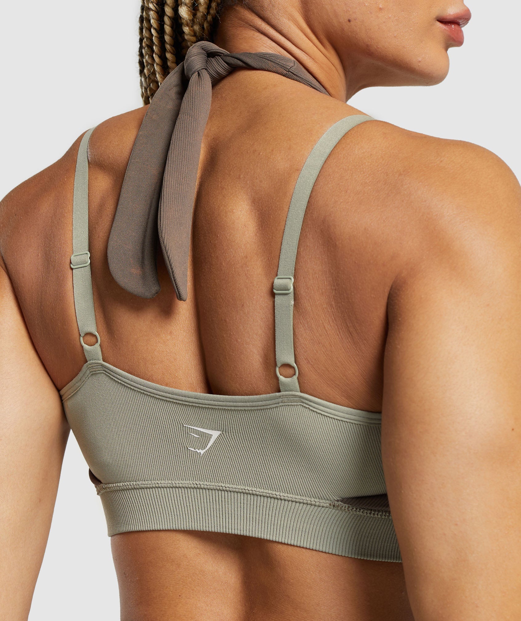 Gains Seamless Bralette in Chalk Green/Camo Brown - view 6