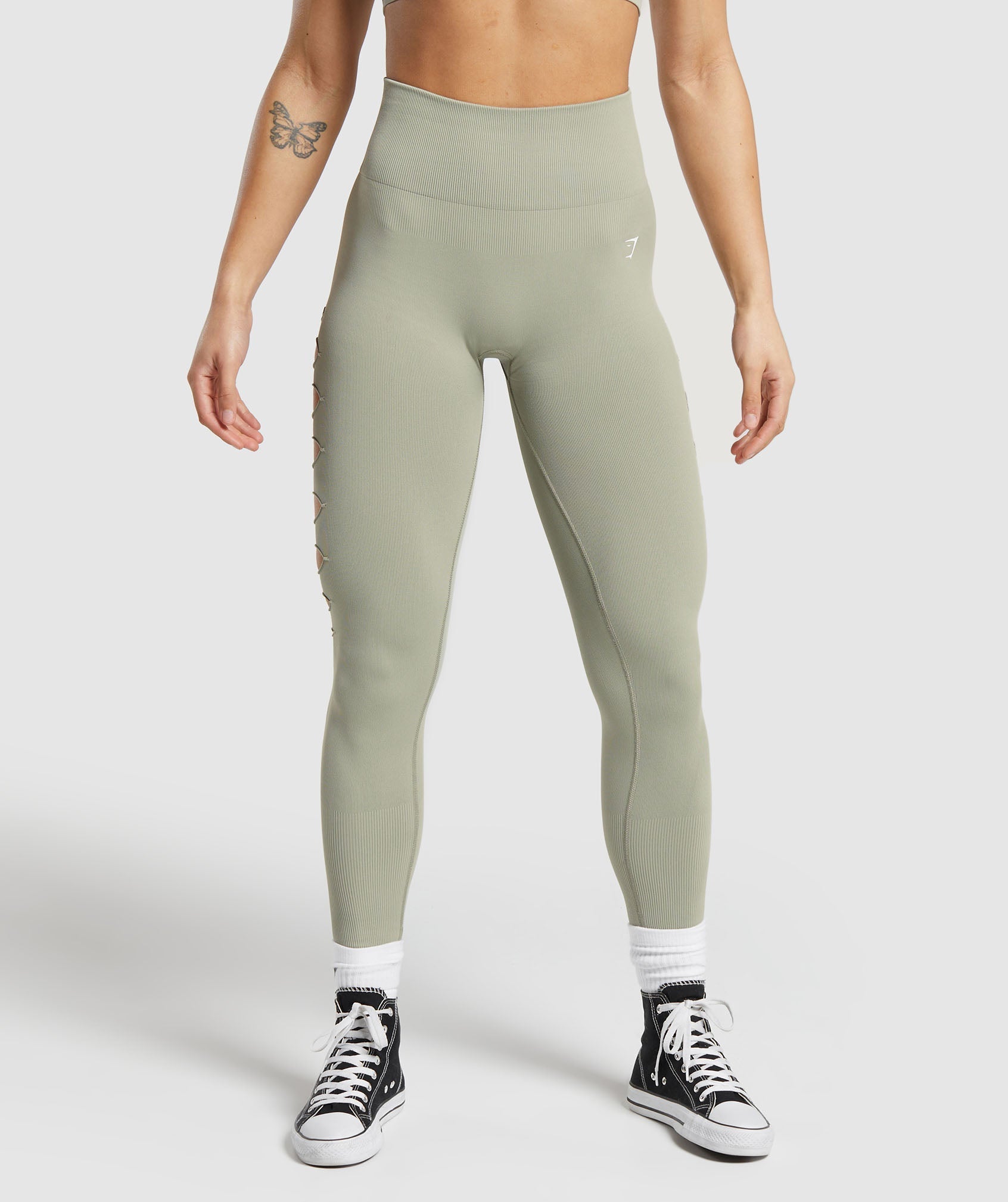 Gains Seamless Ripped Leggings in Chalk Green - view 2