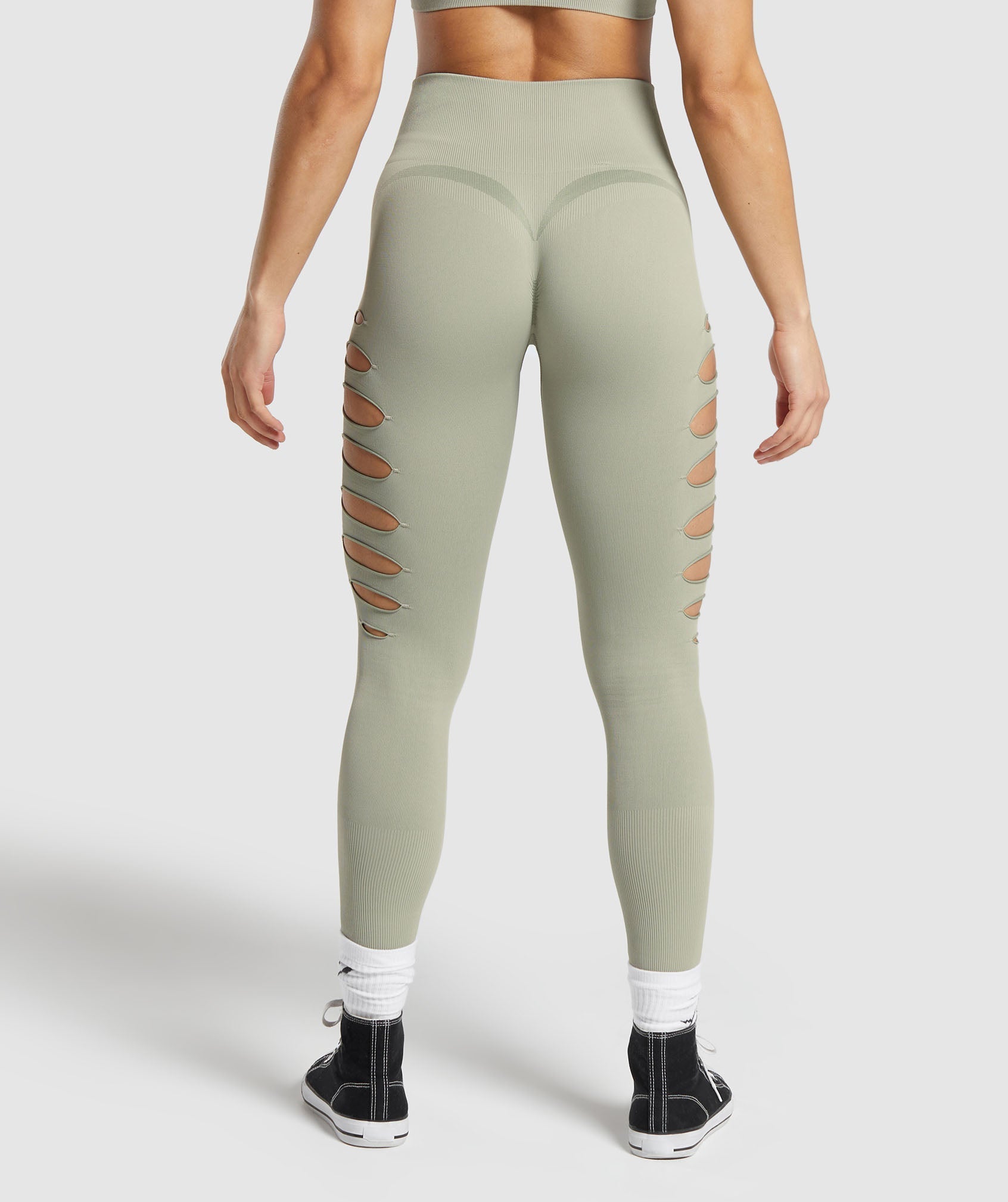 Gains Seamless Ripped Leggings in Chalk Green - view 3