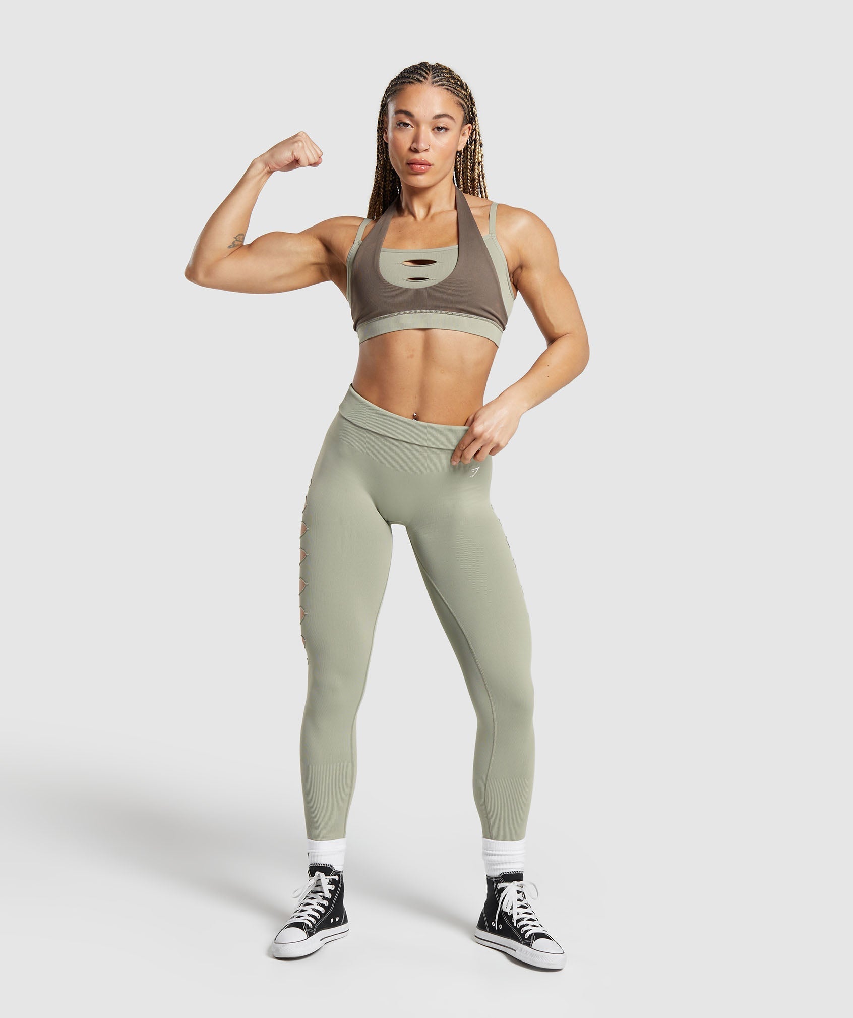 Gains Seamless Ripped Leggings in Chalk Green - view 4