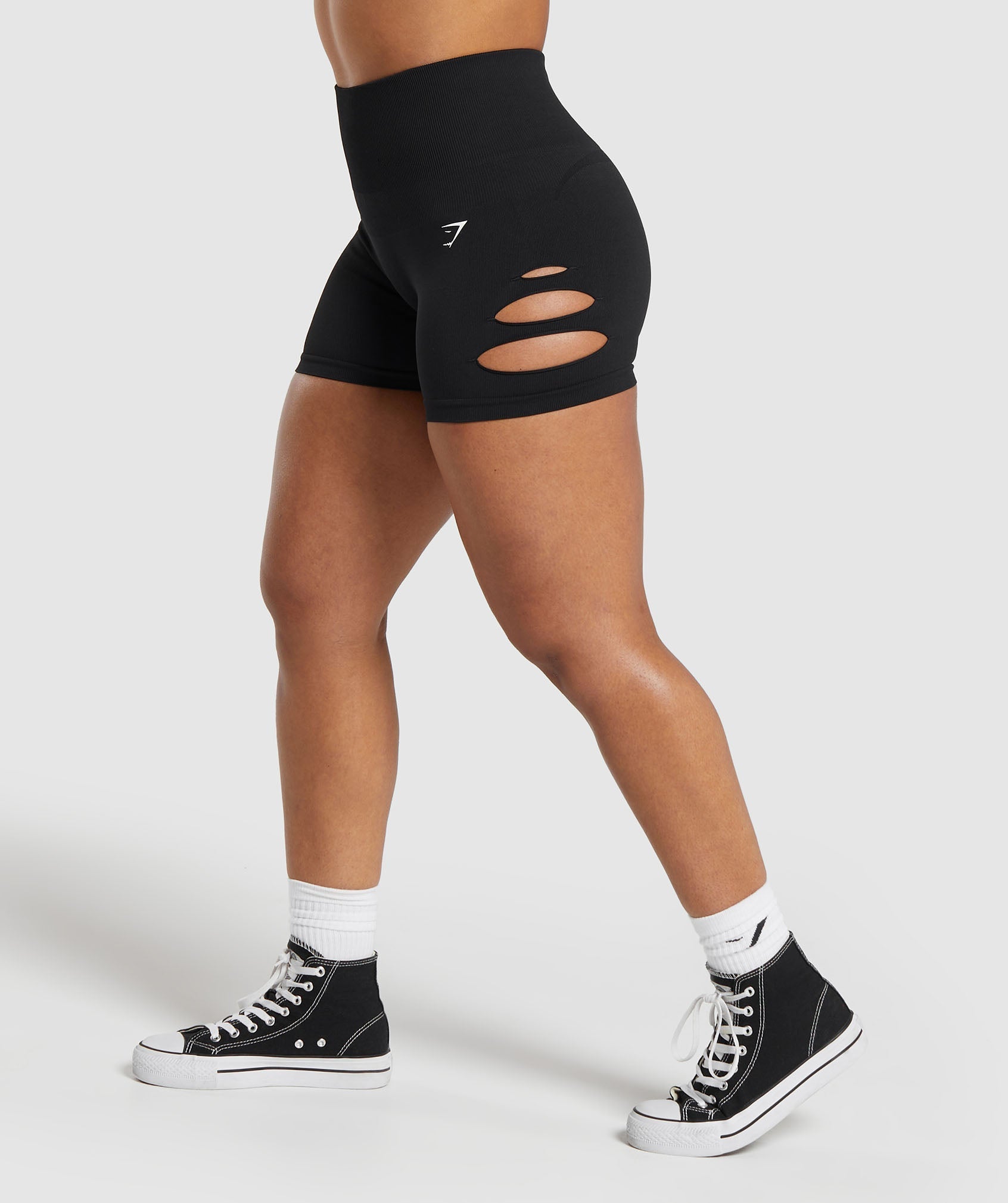 Gains Seamless Ripped Shorts in Black