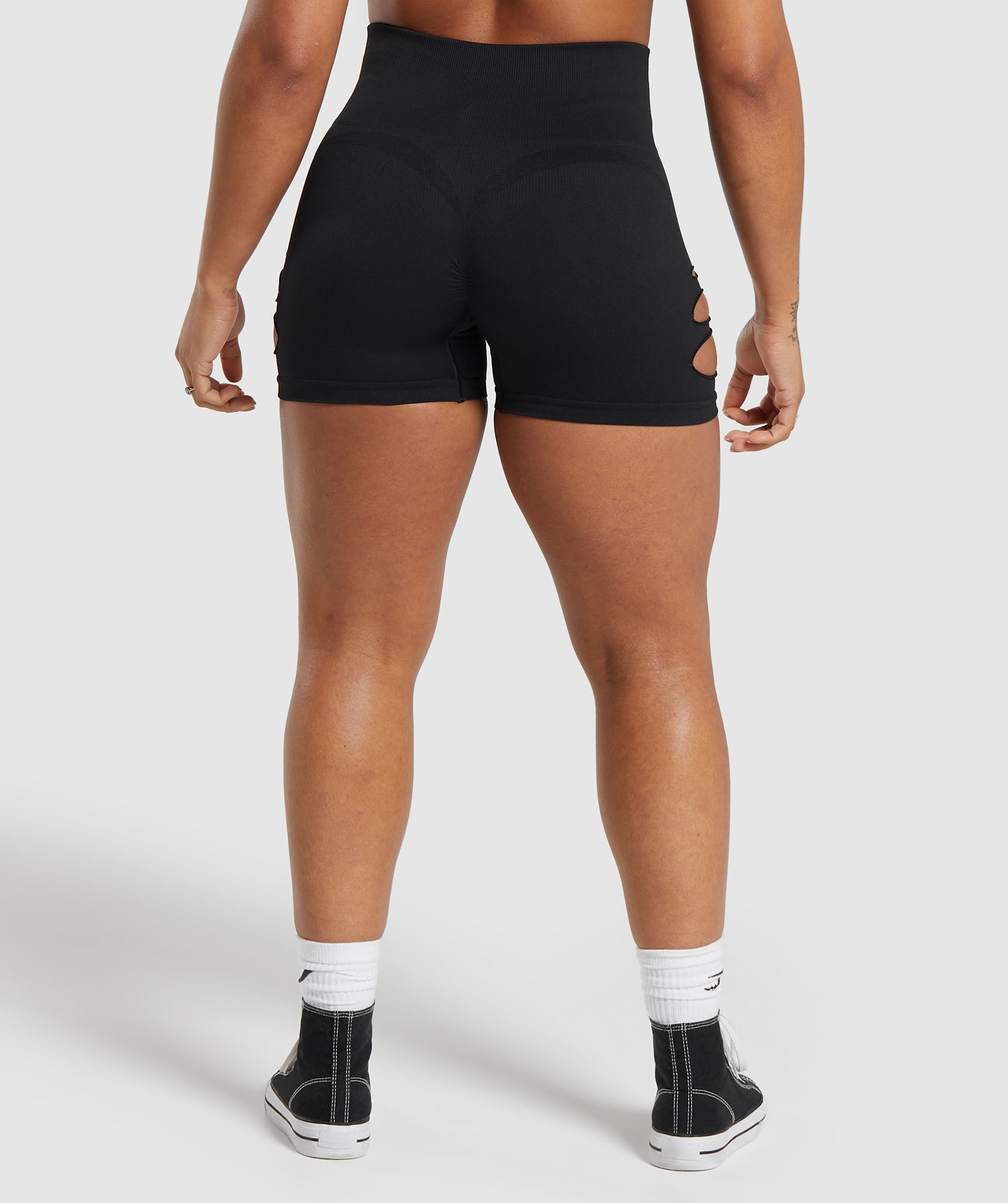 Gains Seamless Ripped Shorts in Black - view 3