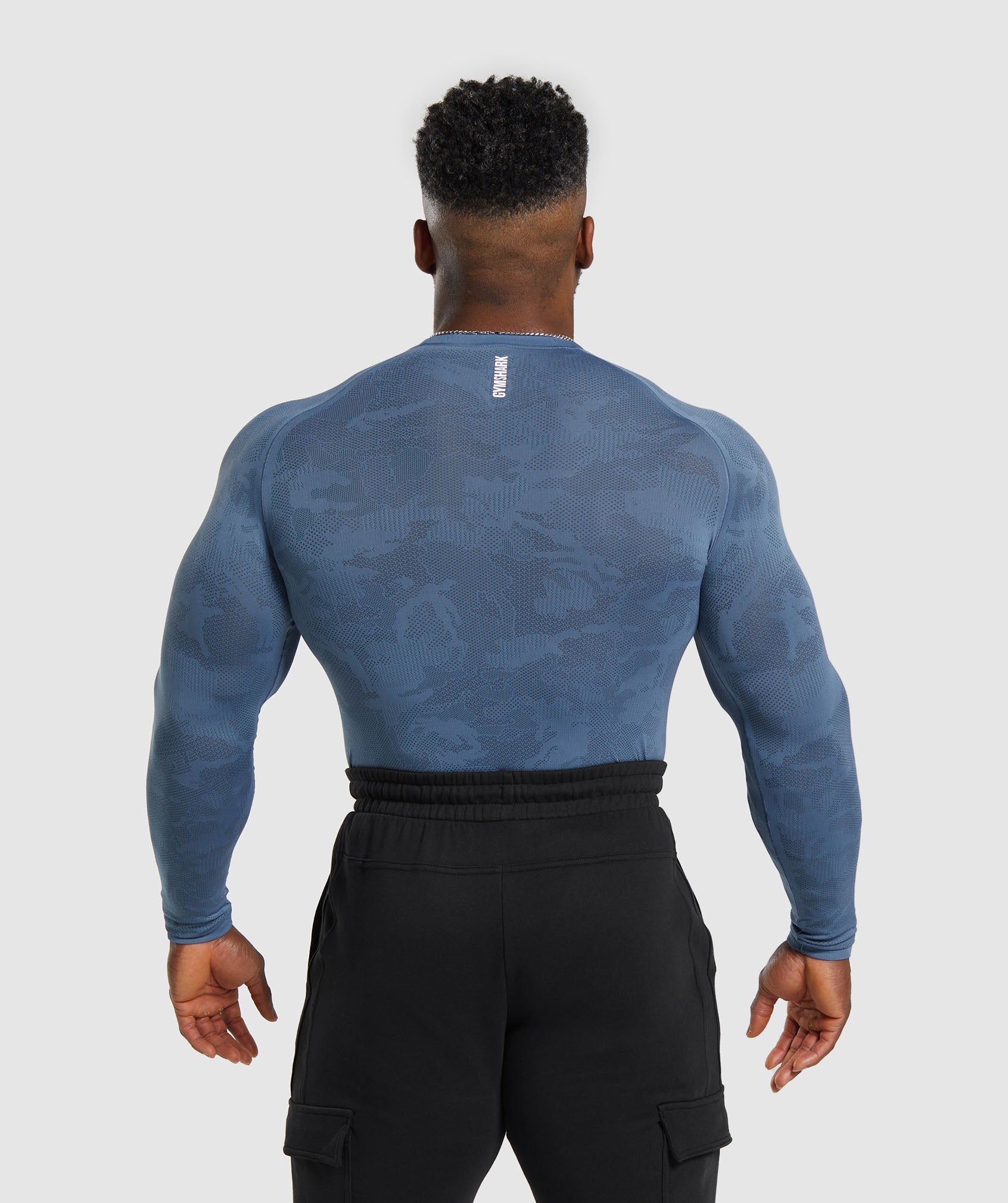 Gymshark Geo Seamless Long Sleeve T-Shirt - Faded Blue