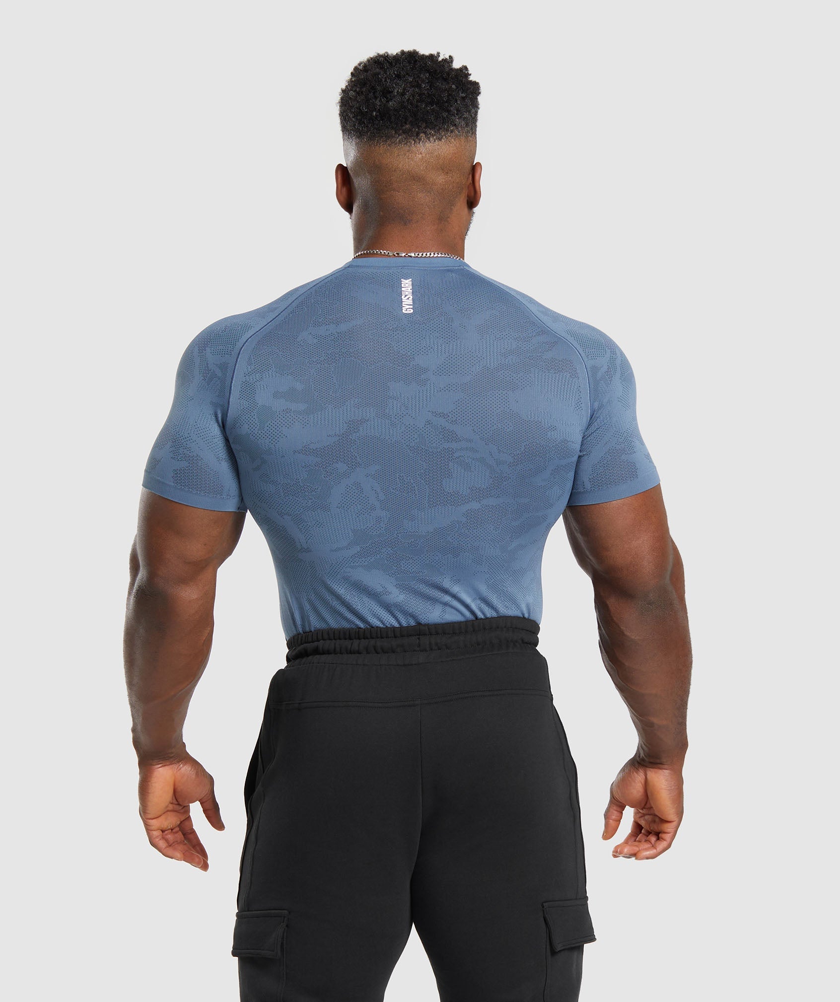 Gymshark Geo Seamless Long Sleeve T-Shirt - Faded Blue/Titanium