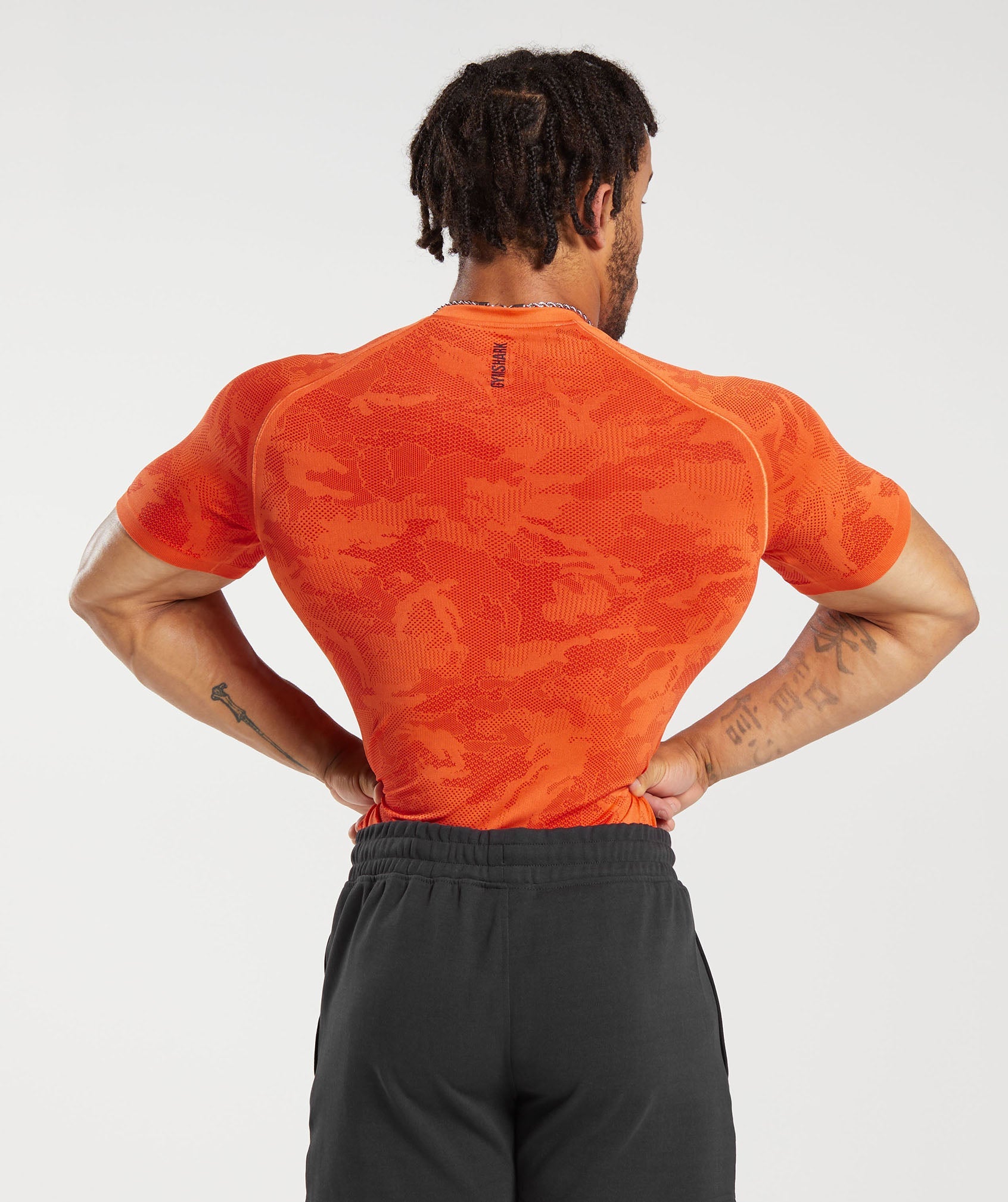 Gymshark Geo Seamless T-Shirt - Ignite Orange/Zesty Red