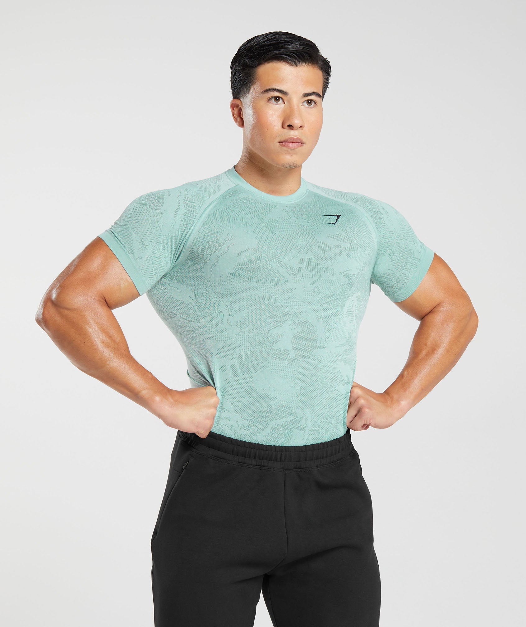 Gymshark Geo Seamless T-Shirt - Vintage Blue/Navy