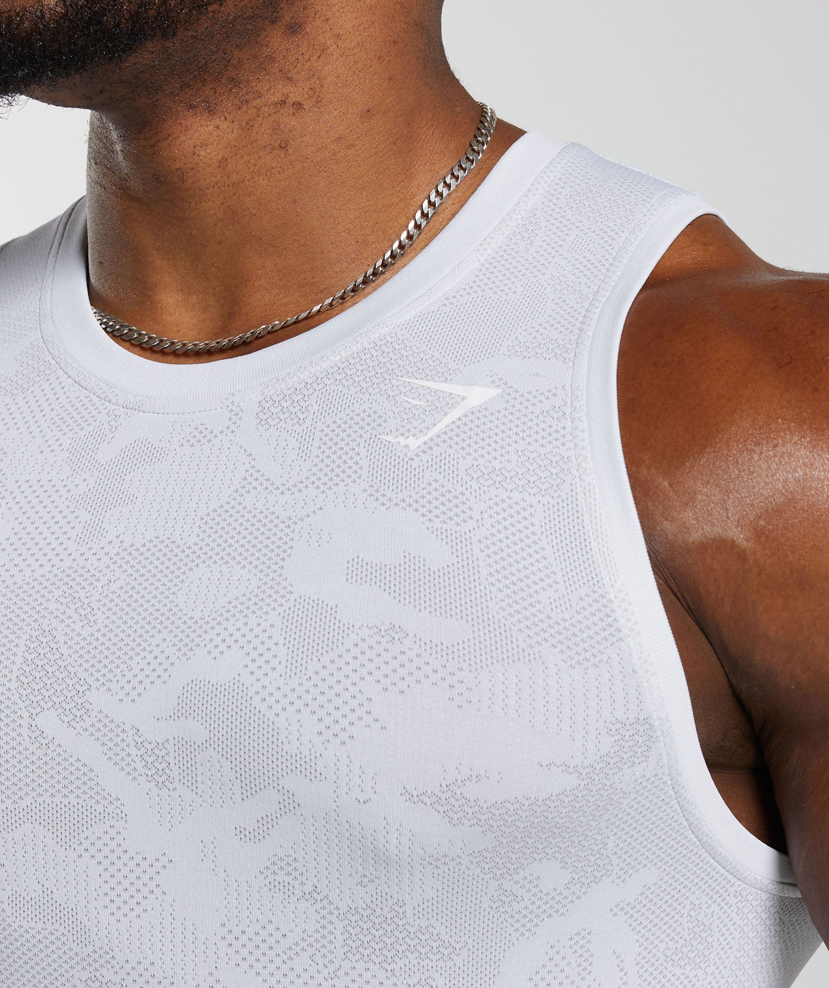 Geo Seamless Tank in White/Light Grey - view 7