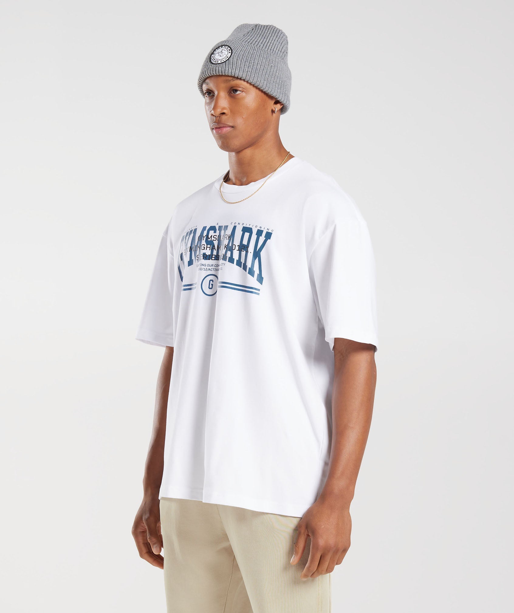 Collegiate Oversized T-Shirt in White - view 3