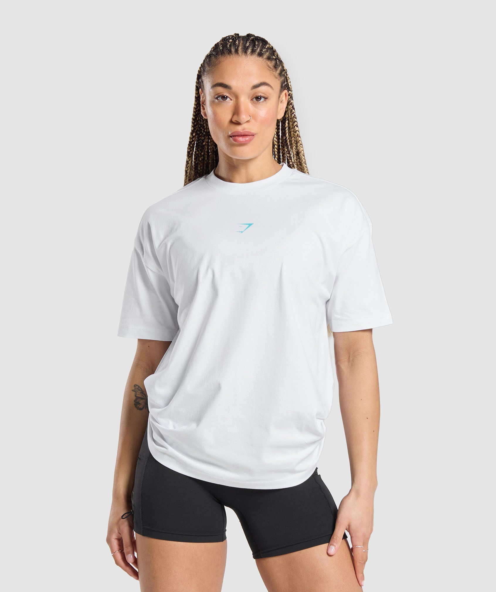 Lifting Babe Oversized T-Shirt in White - view 2