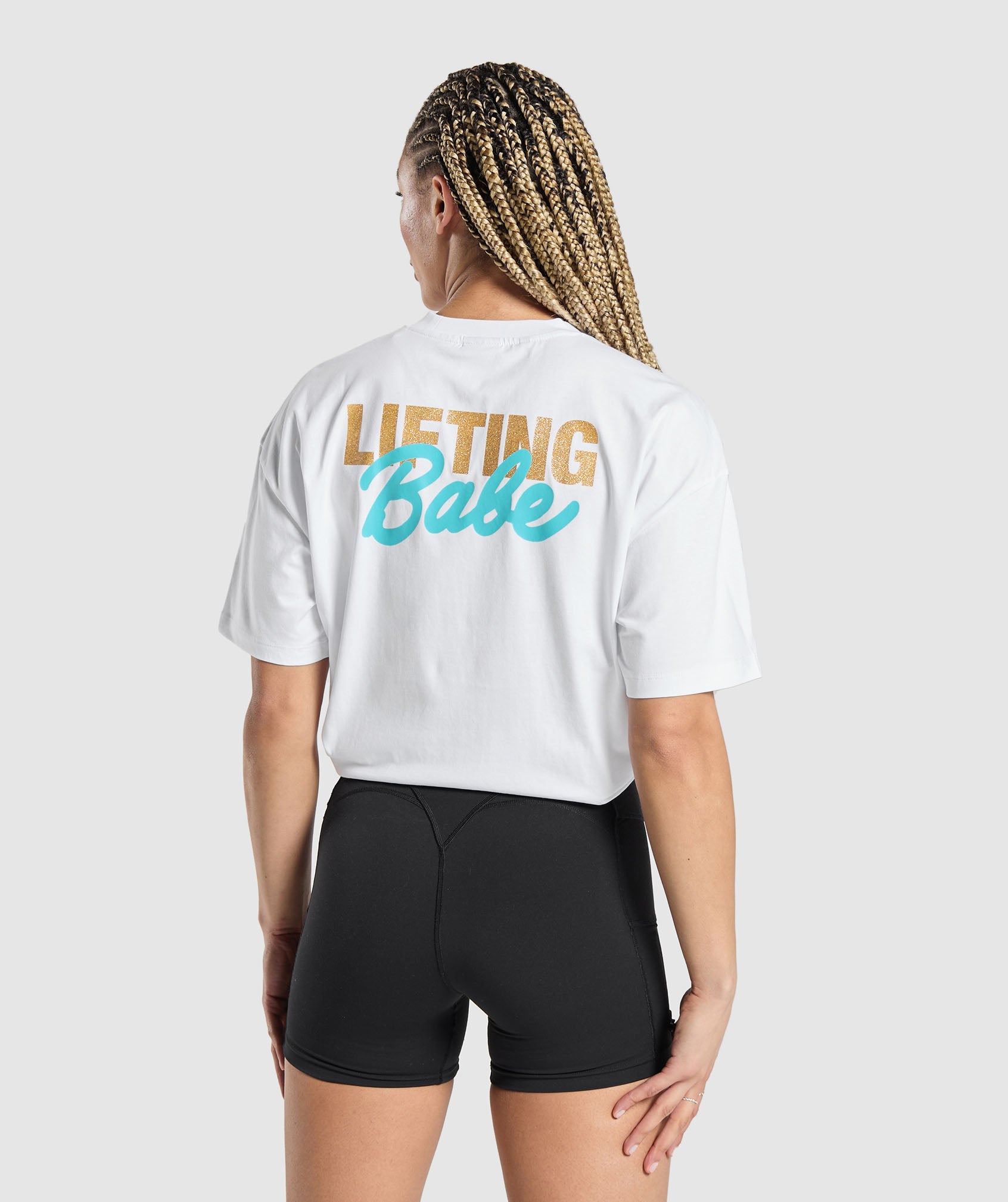 Lifting Babe Oversized T-Shirt in White - view 1