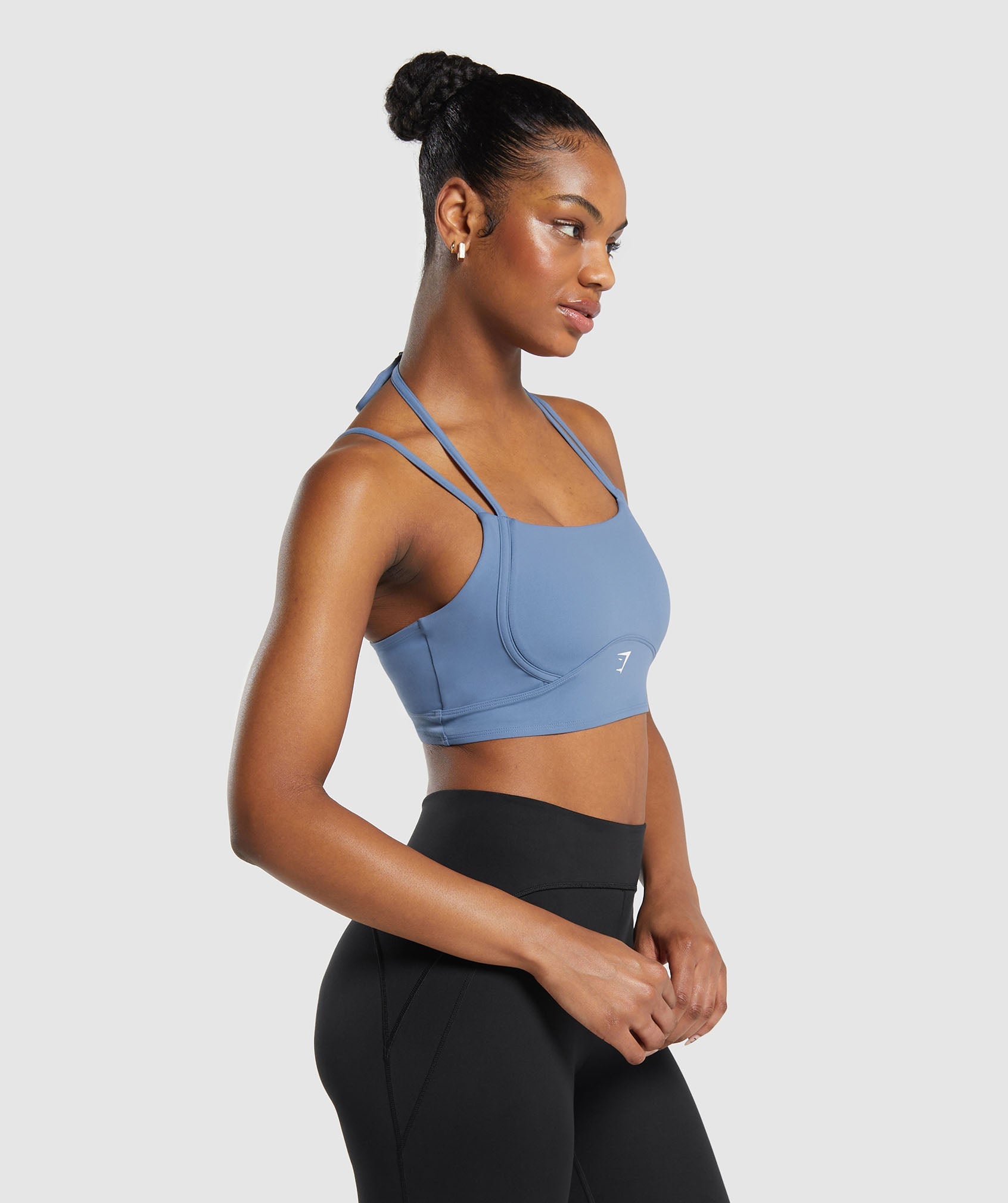 Halterneck Crop Cami Tank in Faded Blue - view 3