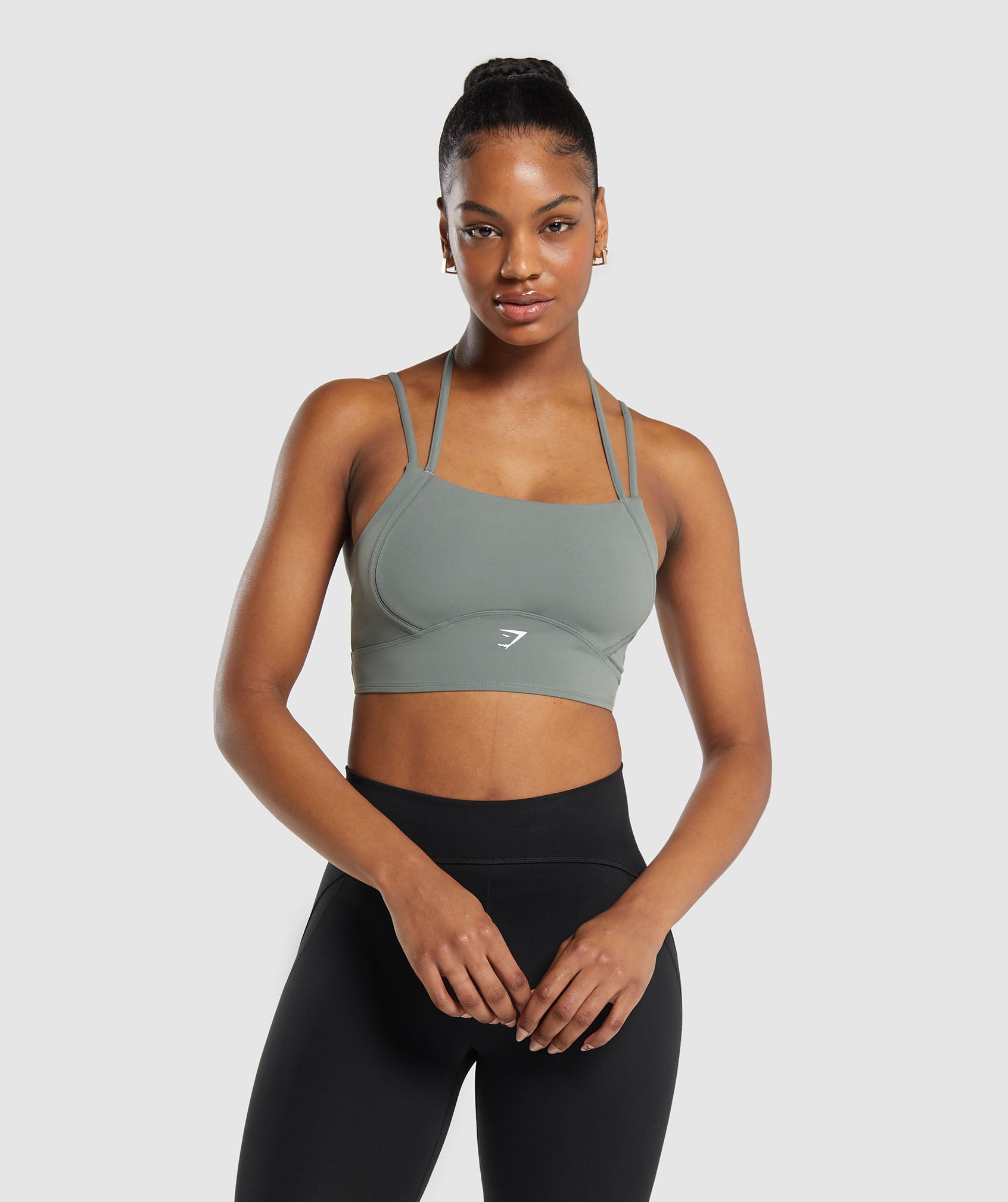 Halterneck Crop Cami Tank in Unit Green - view 2