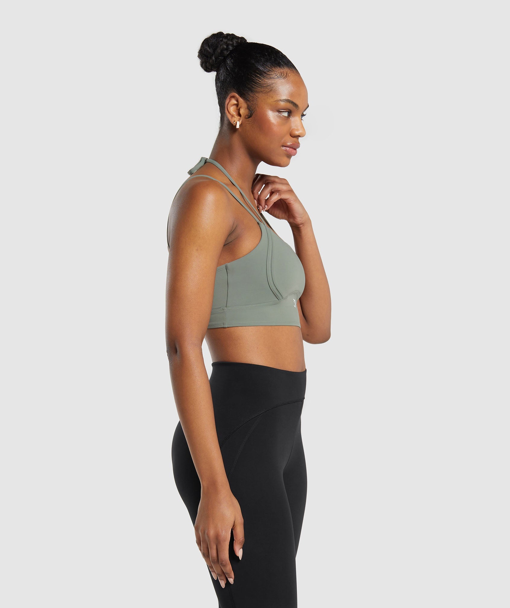 Halterneck Crop Cami Tank in Unit Green - view 3