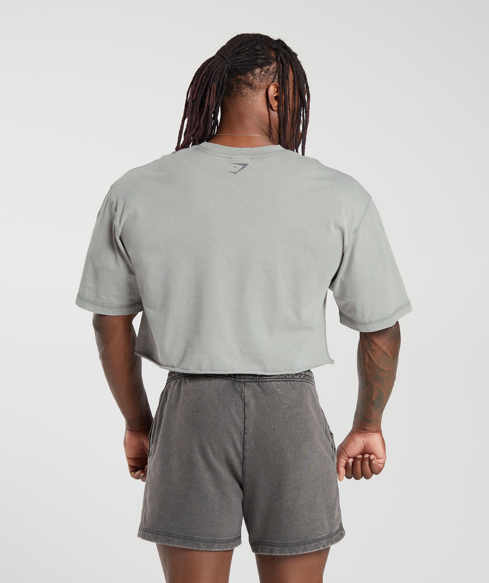 Heritage Washed Crop T-Shirt in Smokey Grey - view 2