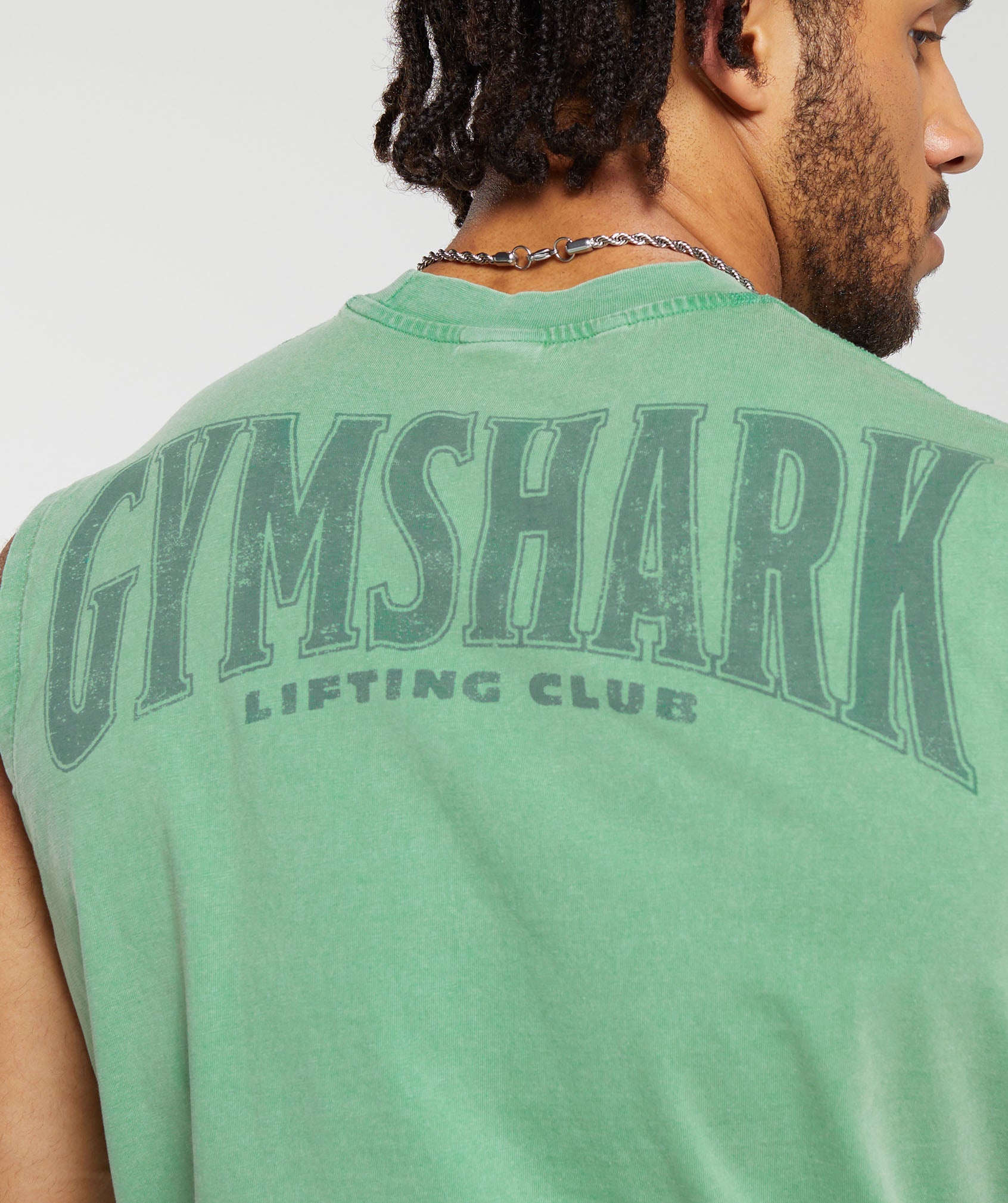Heritage Washed Cut Off T-Shirt in Lagoon Green - view 5