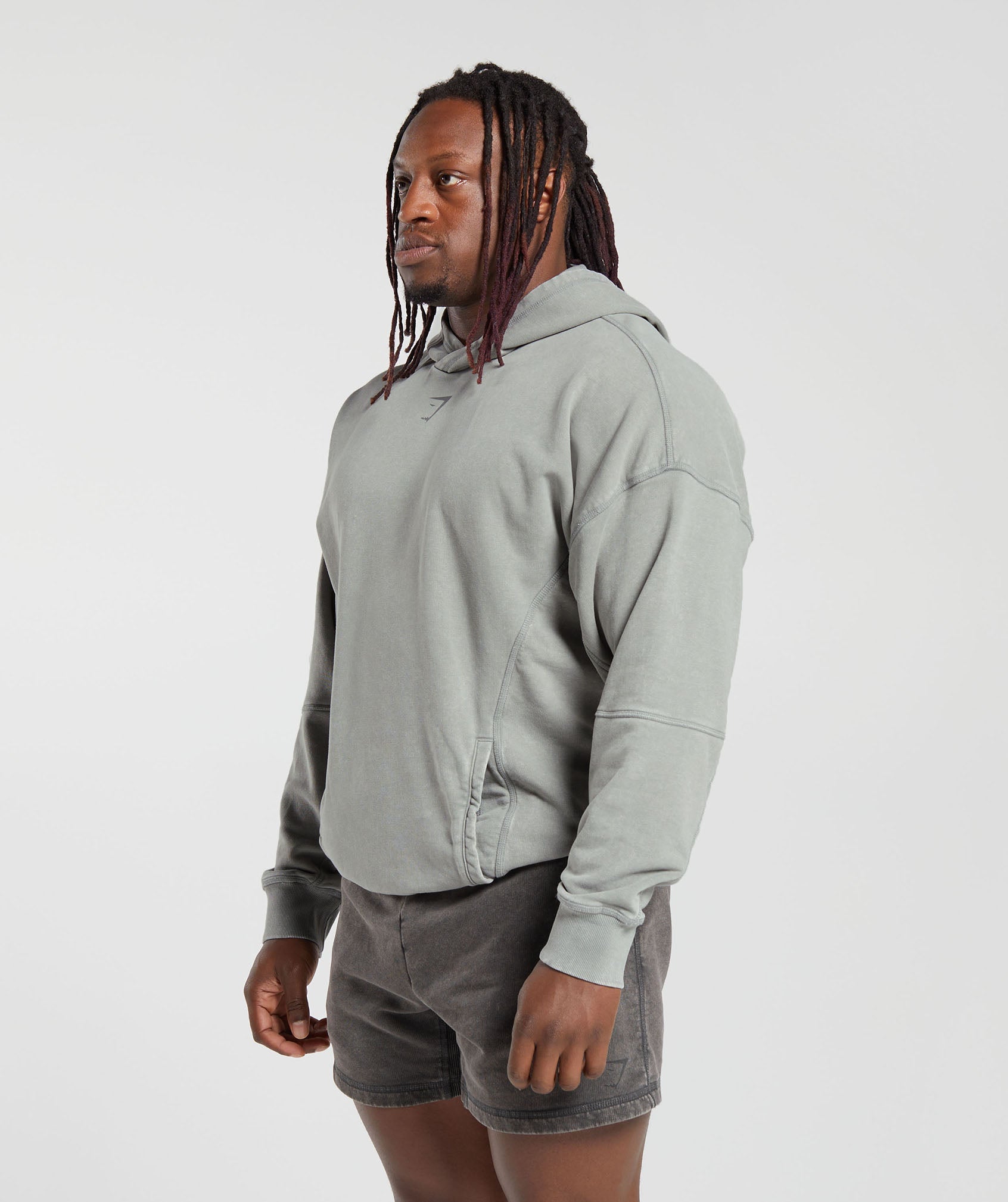 Heritage Washed Hoodie in Smokey Grey - view 3