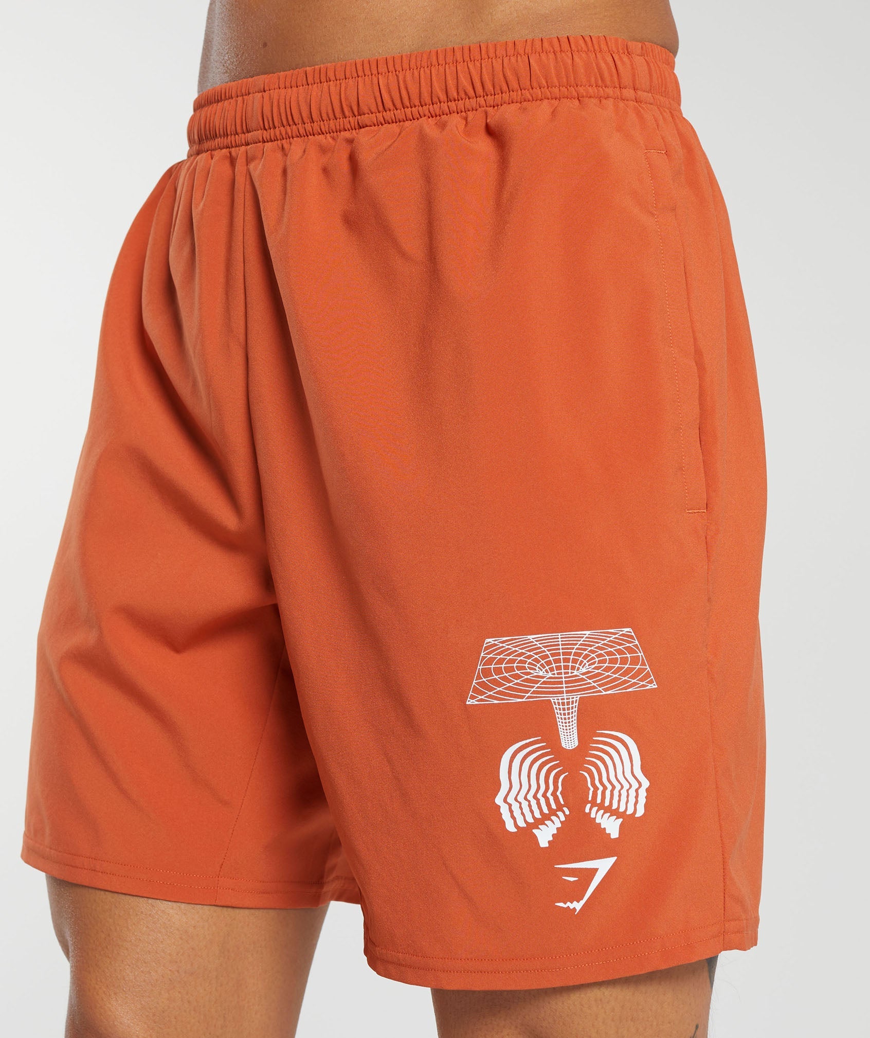 Hybrid Wellness 7" Shorts in Rust Orange - view 5