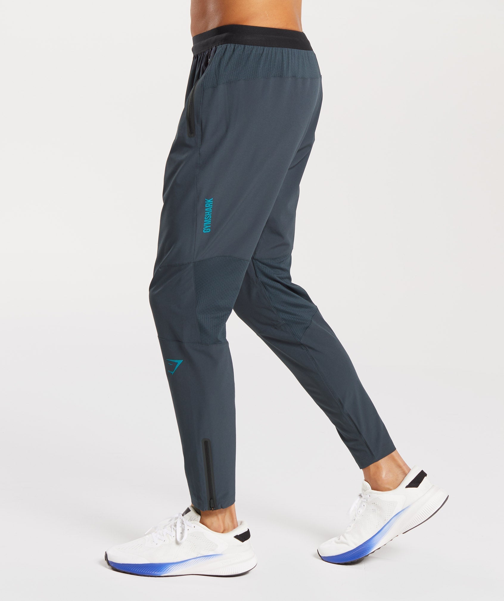 Hybrid Woven Joggers in Darkest Teal - view 3