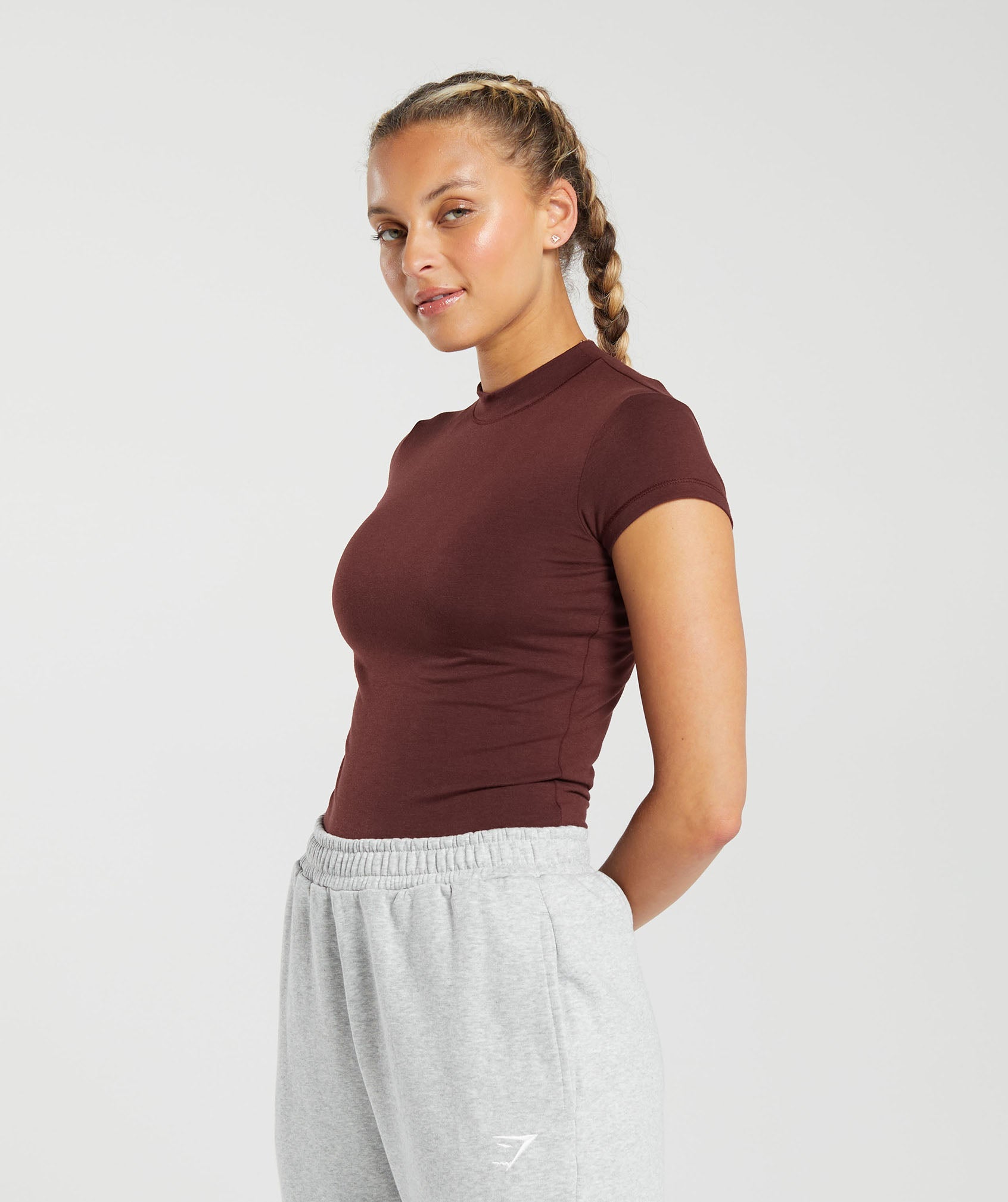 Jersey Body Fit T-Shirt in Rich Maroon - view 3