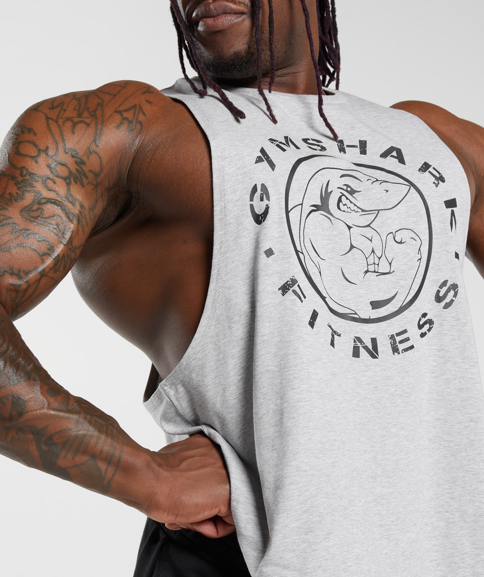 Gymshark Legacy Drop Arm Tank - Light Grey Marl