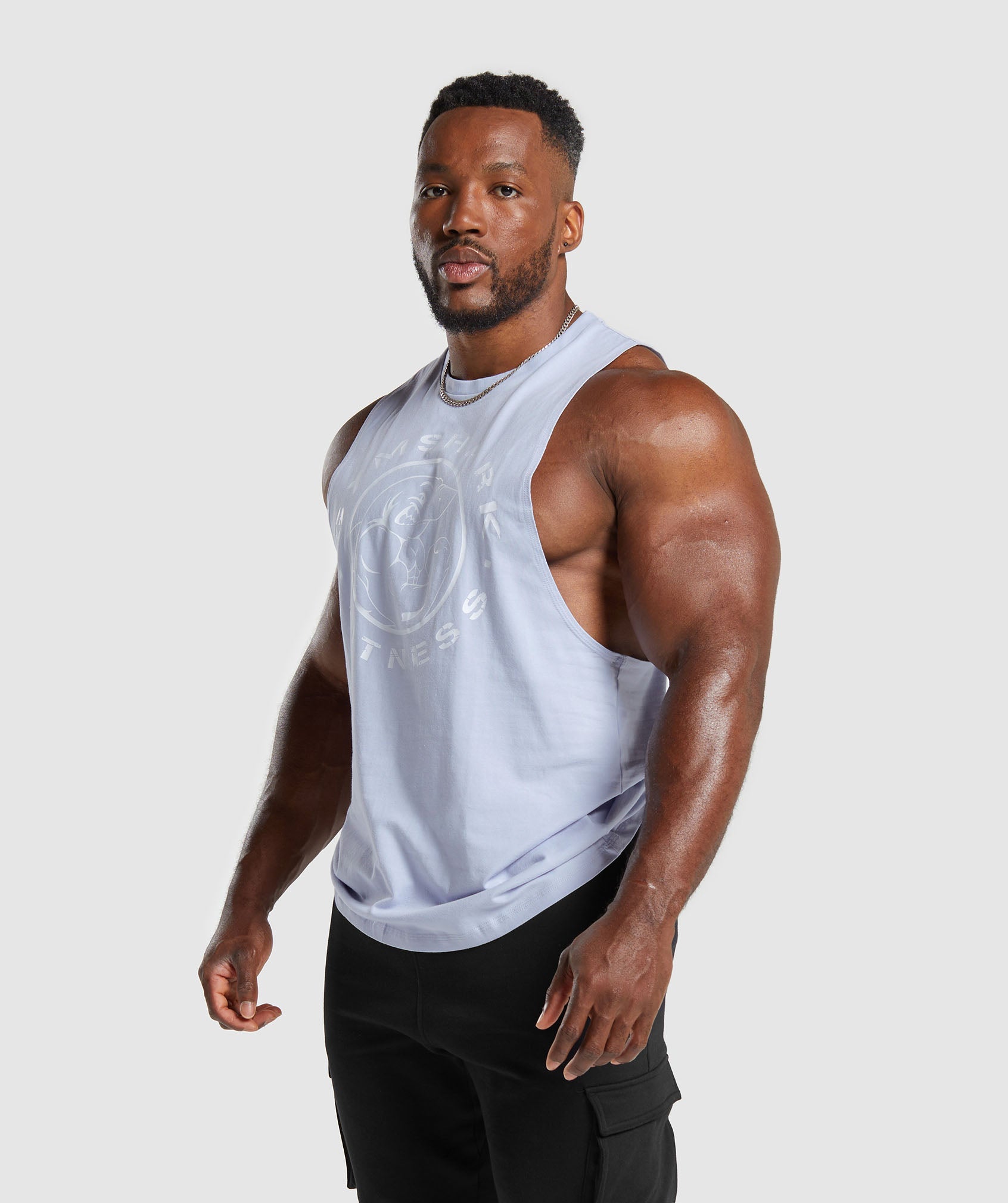 Gymshark React Drop Arm Tank Top Slim Fit Shirt Light Grey Core