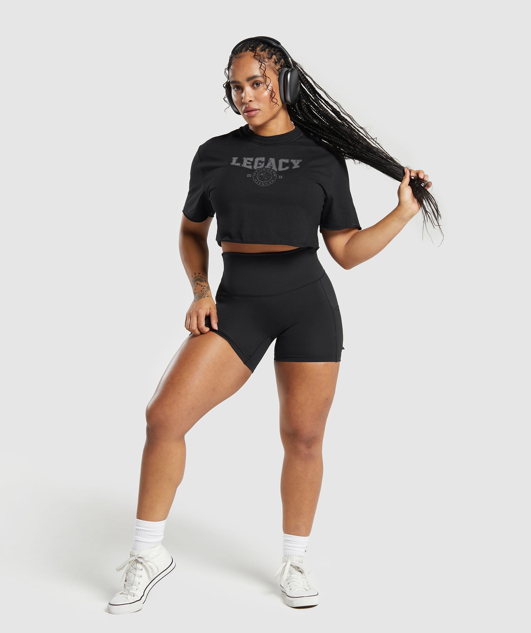 Legacy Graphic Crop Top in Black - view 4