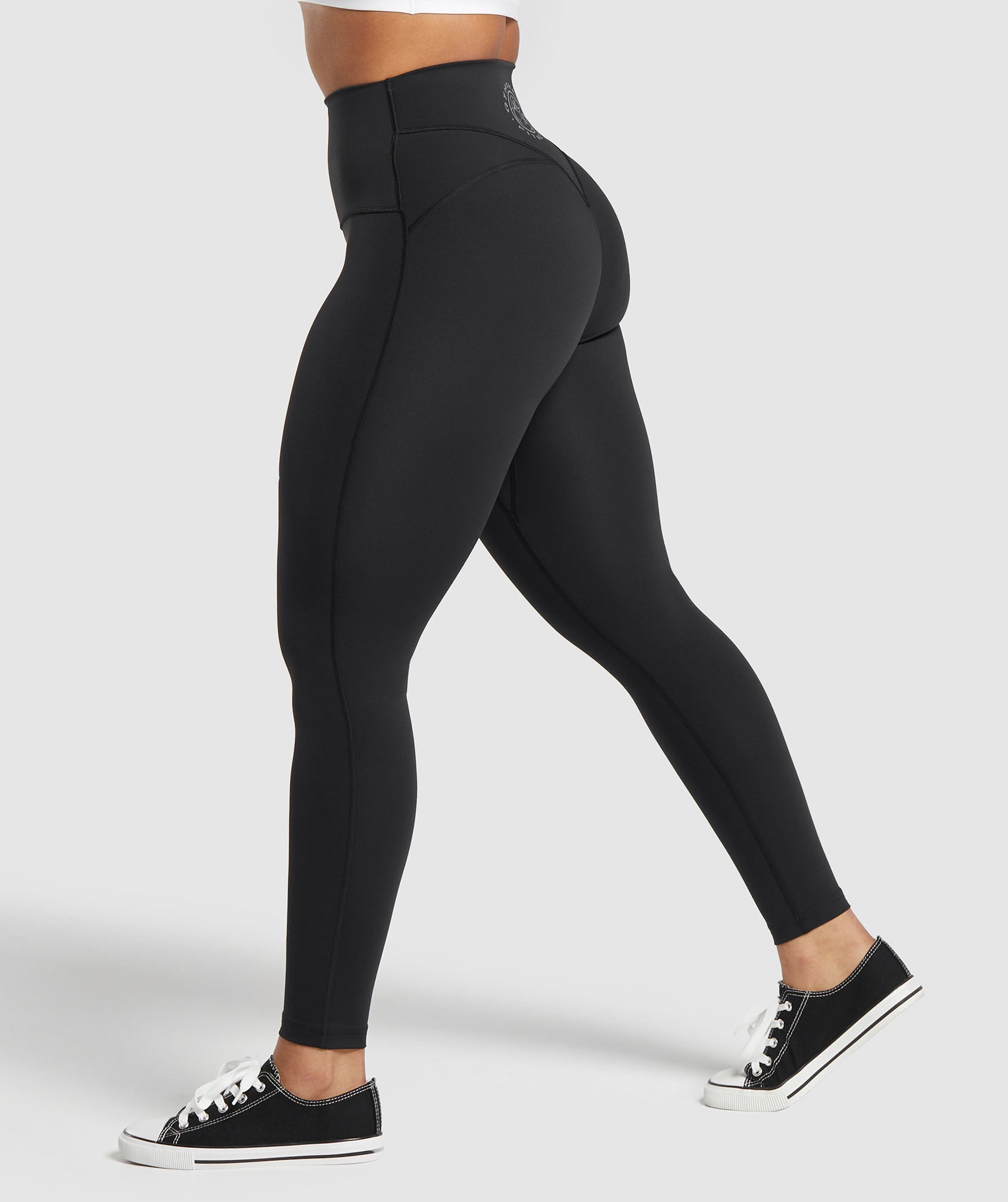 GYMSHARK Legacy Fitness S Women Sport Leggings Black Stretch Activewear Logo
