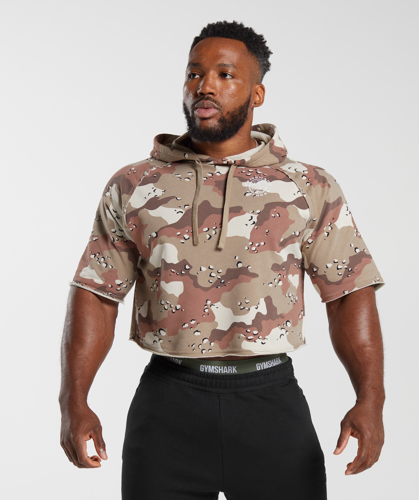 Legacy Short Sleeve Crop Hoodie in Cement Brown is out of stock
