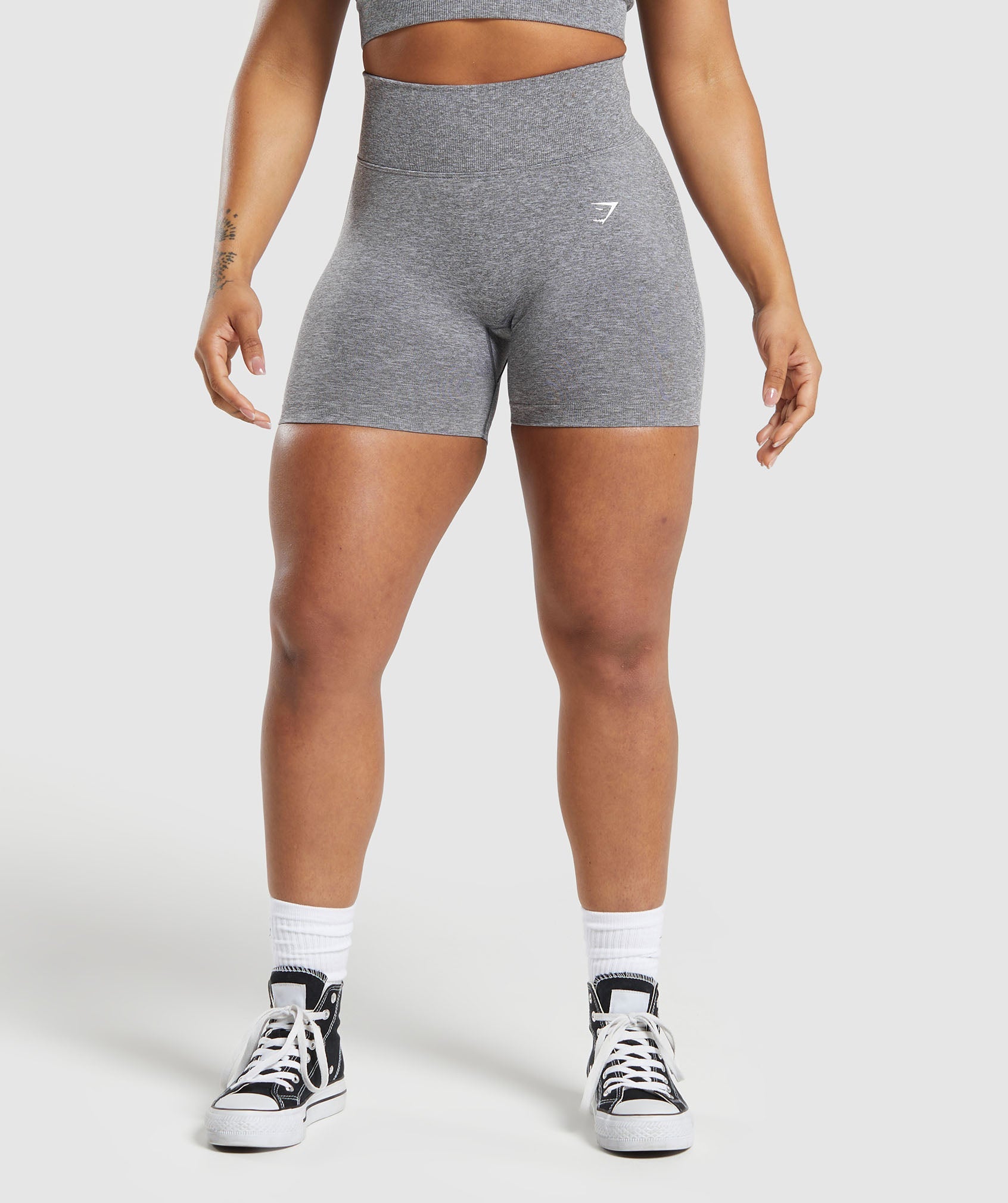 Lift Contour Seamless Shorts in Brushed Grey/White Marl