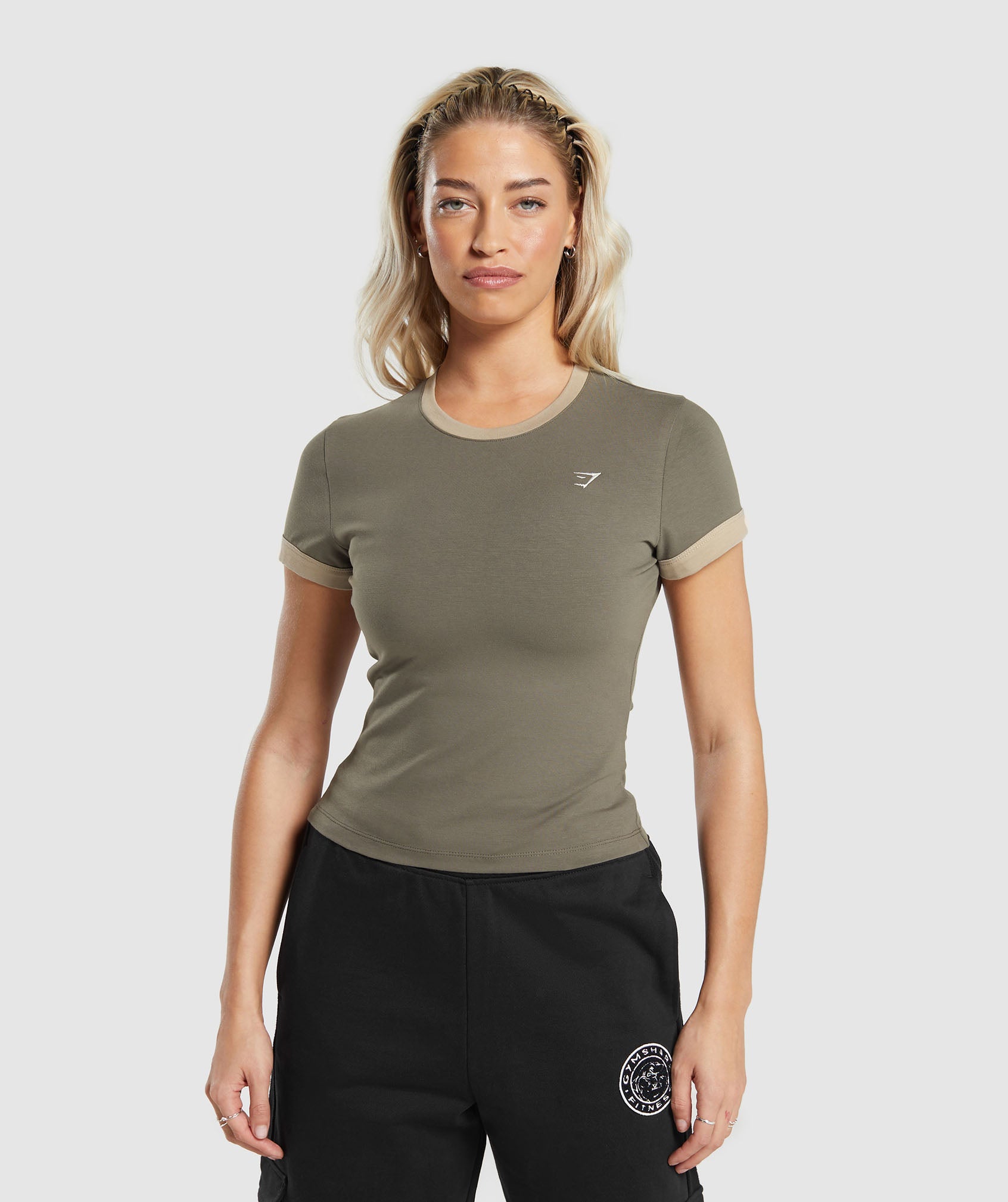 Gymshark Ribbed Cotton Seamless T-Shirt - Soft Brown