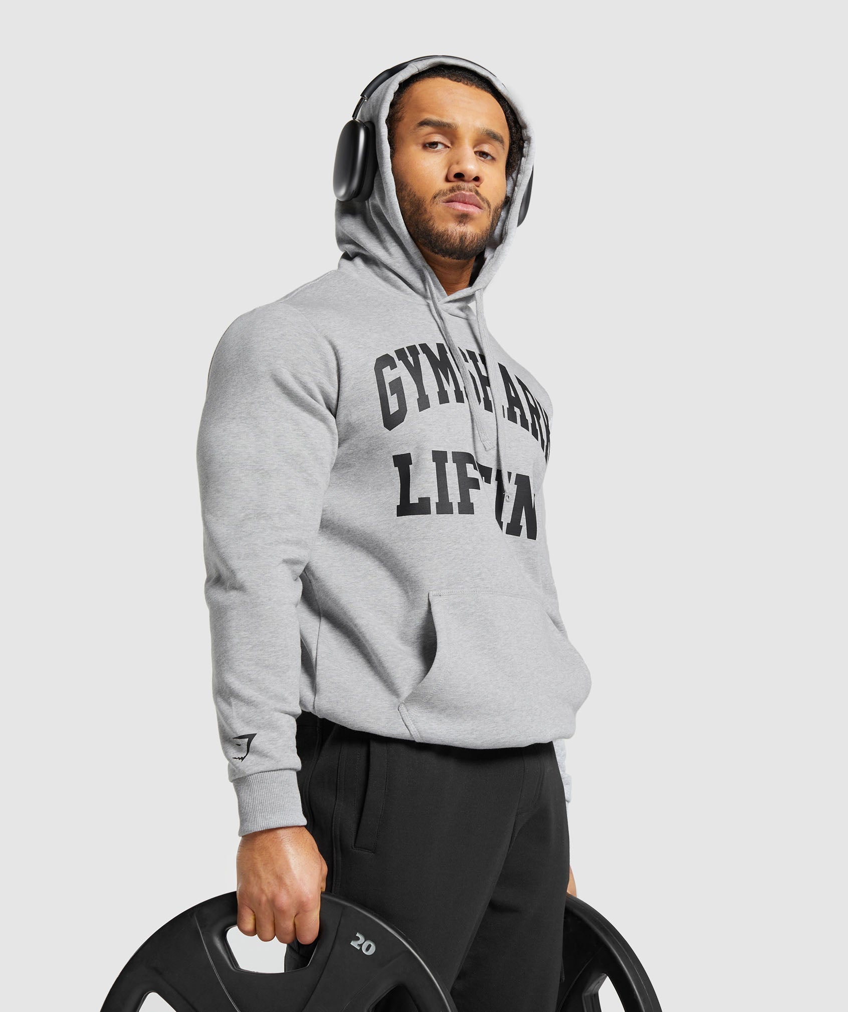 Lifting Club Hoodie in Light Grey Core Marl - view 4