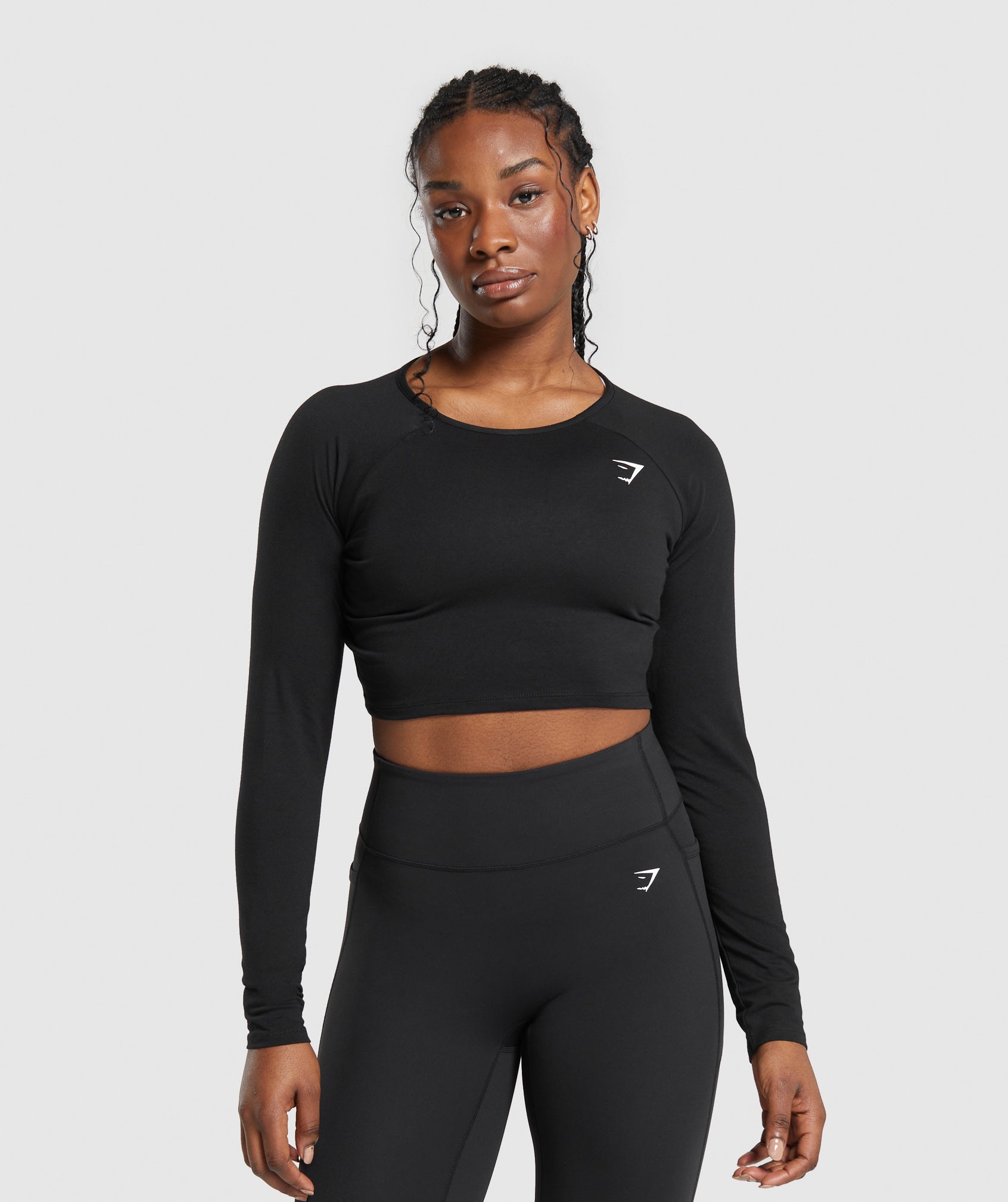 Gymshark Flex Sports Long Sleeve Crop Top - Black