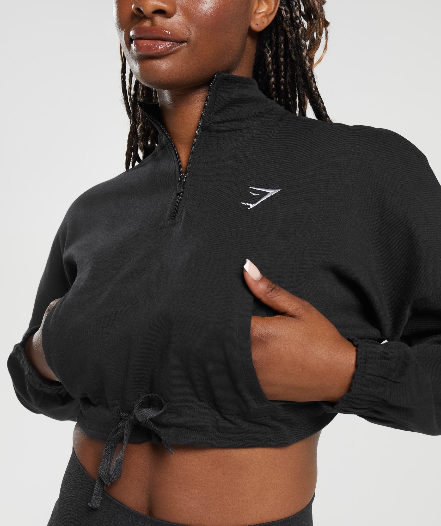 Gymshark Full Zip Hoodie Sweatshirt Gray Color Block Panels Womens Small