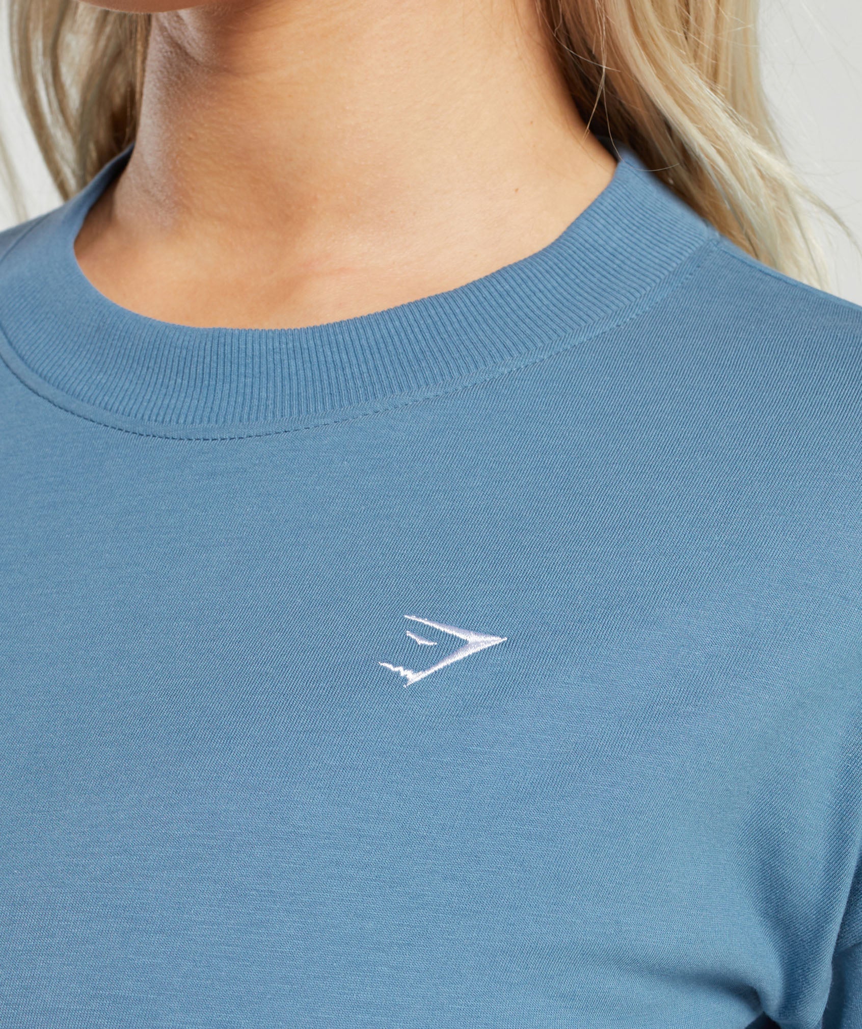 Lifting Long Sleeve Crop Top in Faded Blue - view 8