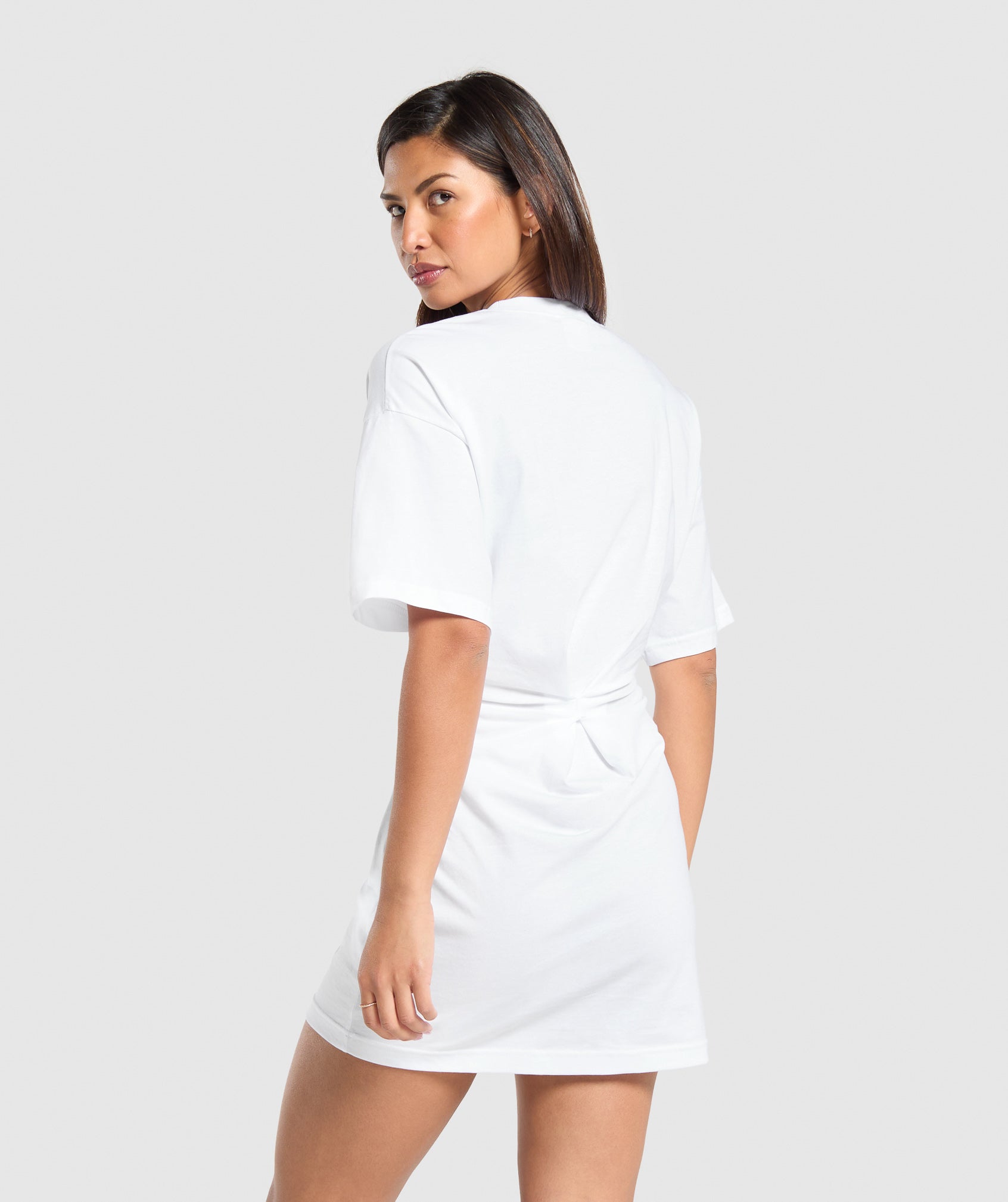 Lifting Longline T-Shirt Dress in White - view 2