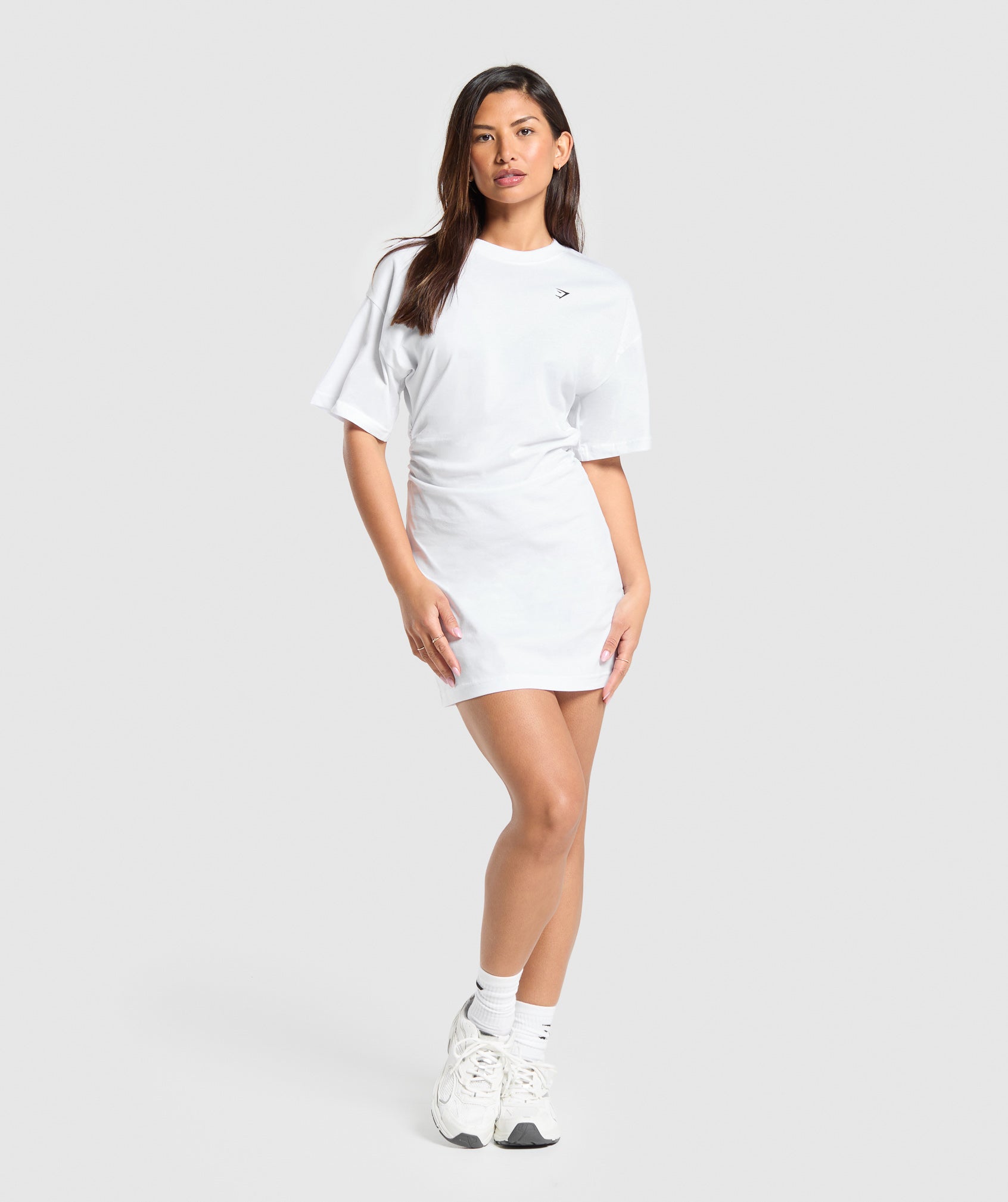 Lifting Longline T-Shirt Dress in White - view 4