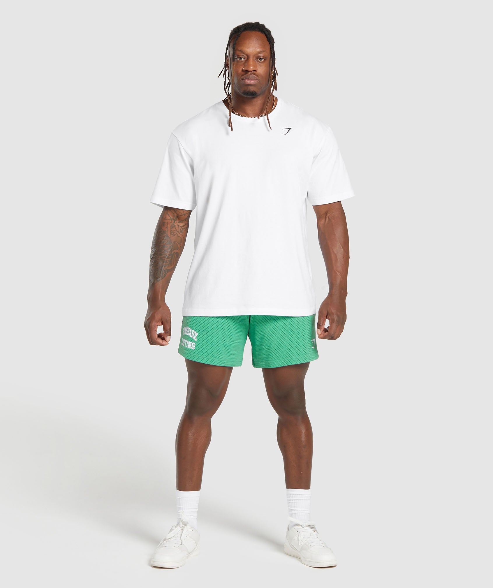 Lifting Mesh 7" Shorts in Lagoon Green - view 4