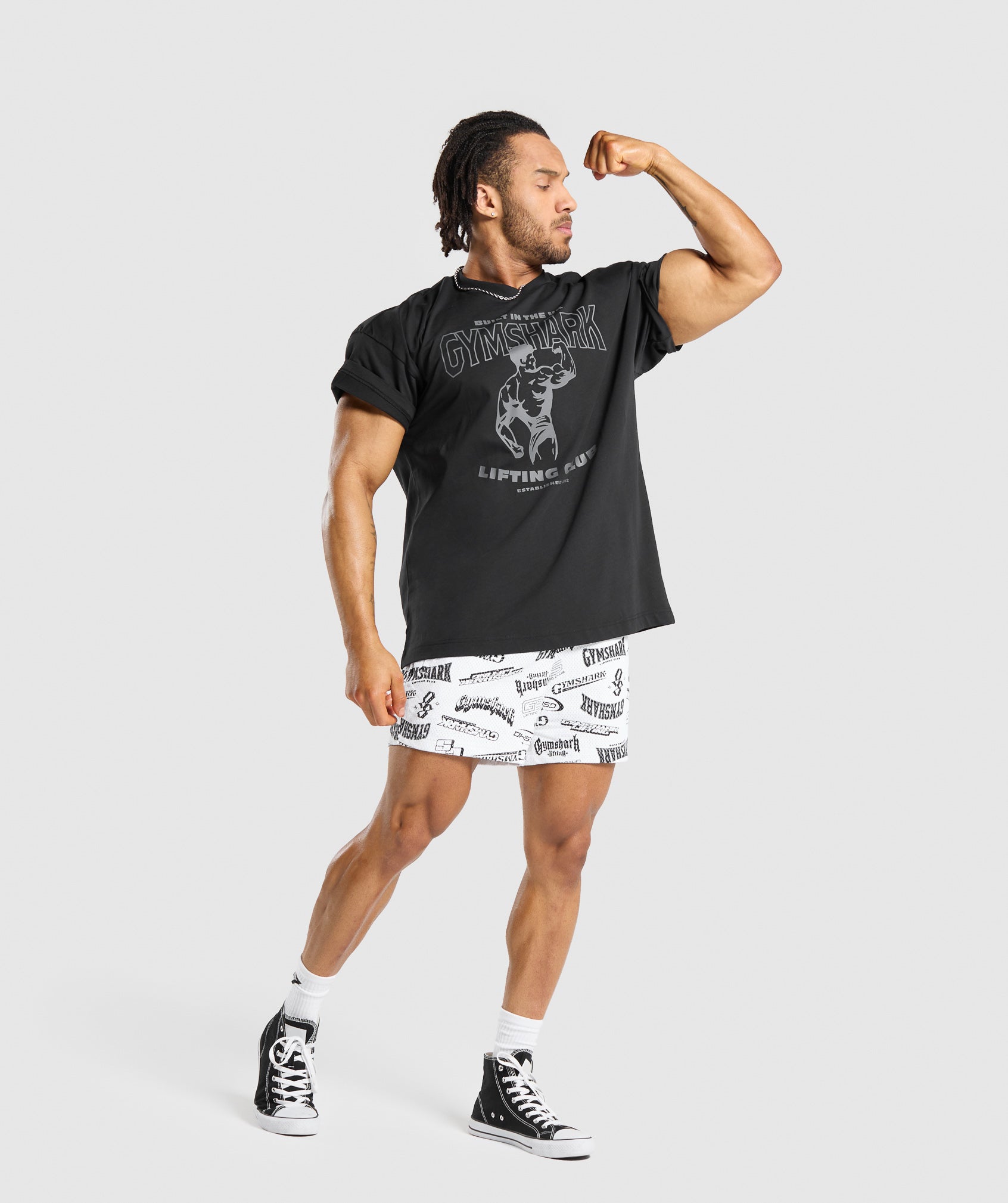 Logomania Mesh 5" Shorts in Black - view 6