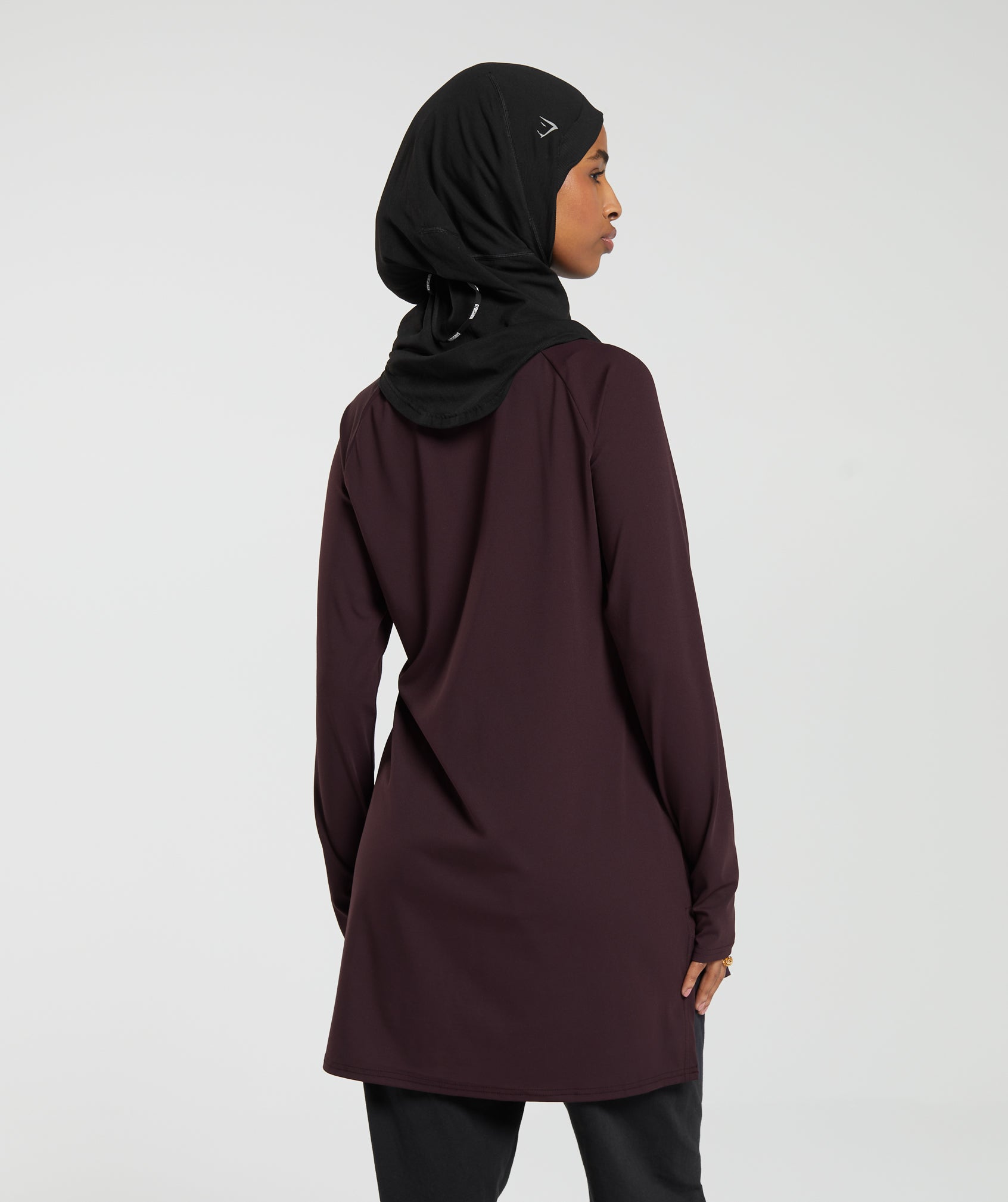 Long Line Long Sleeve Top in Plum Brown - view 2