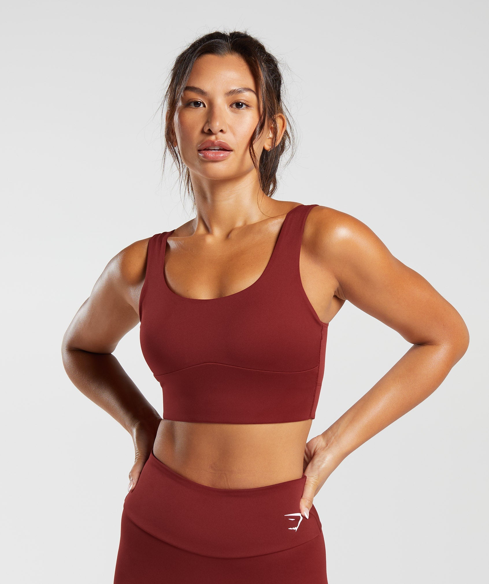 Gymshark Wtflex Linear Seamless Sports Bra - Pebble Grey/Orange