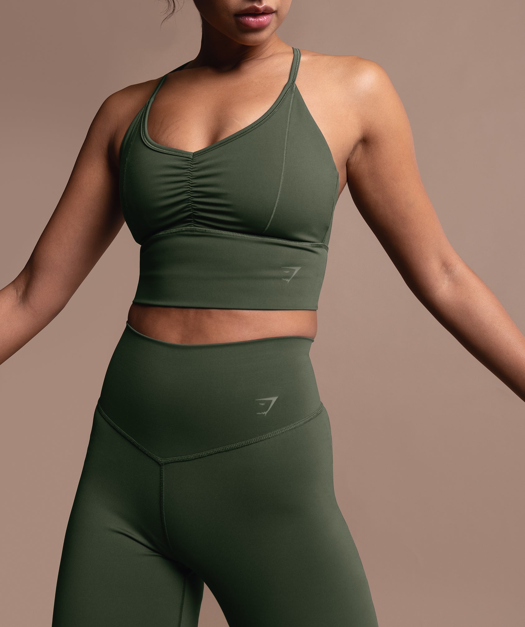 Elevate Longline Sports Bra in Moss Olive