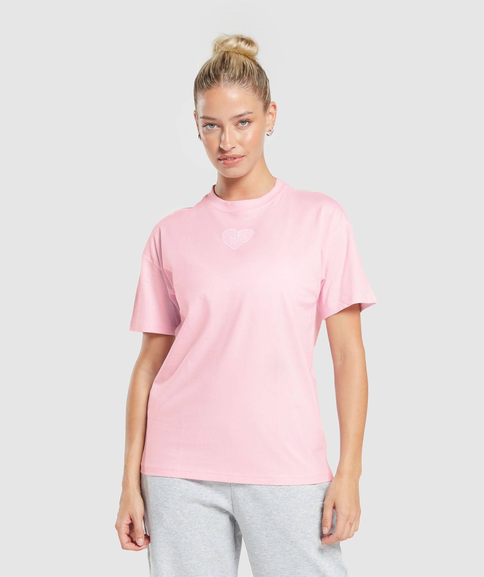 Gymshark Love Hearts Oversized T-Shirt - Silver Lilac | Gymshark